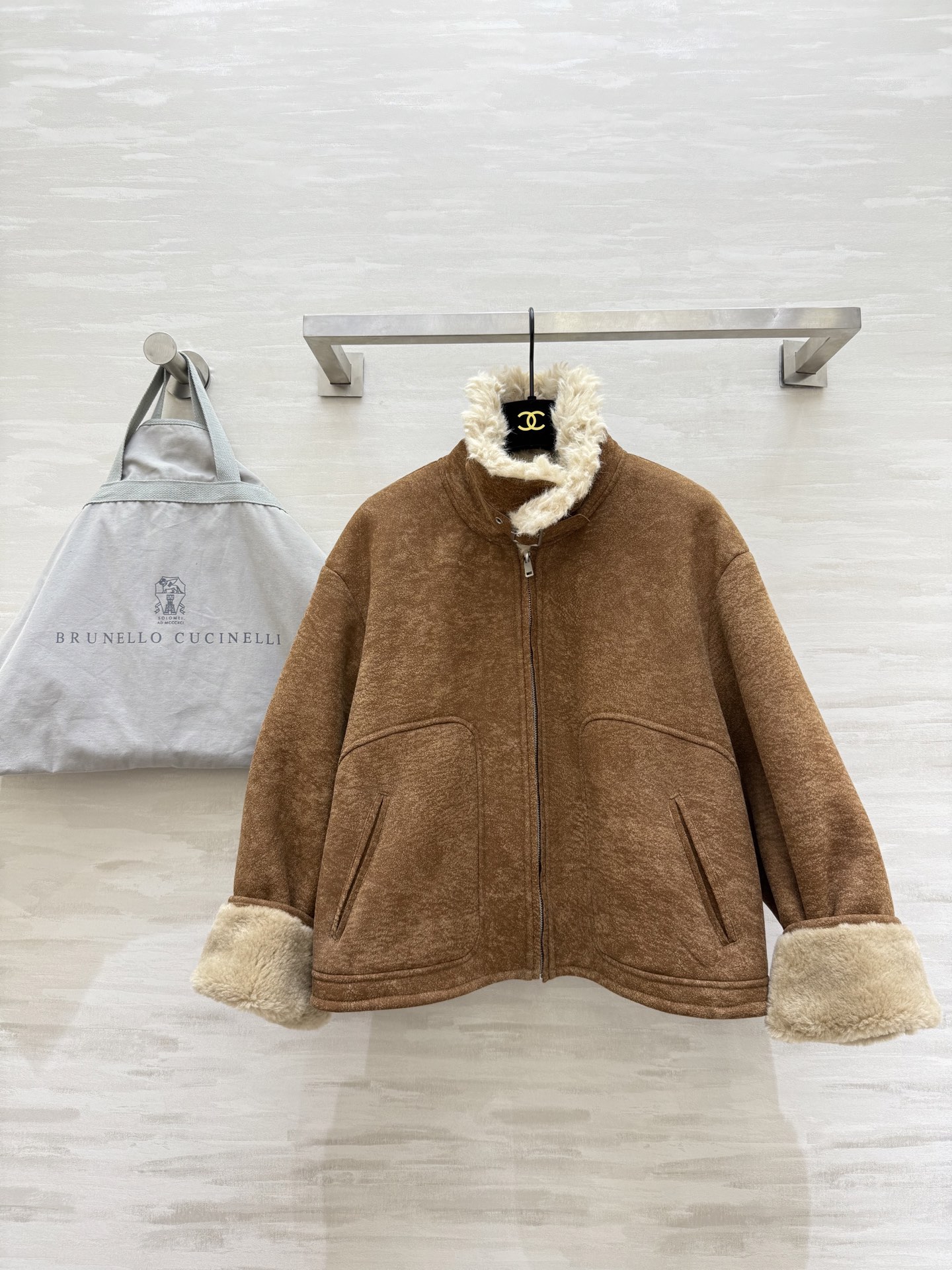Brunello Cucinell♡羊羔毛麂皮翻领夹克外套 新贵老钱风 高品质定制 现货首发size：S