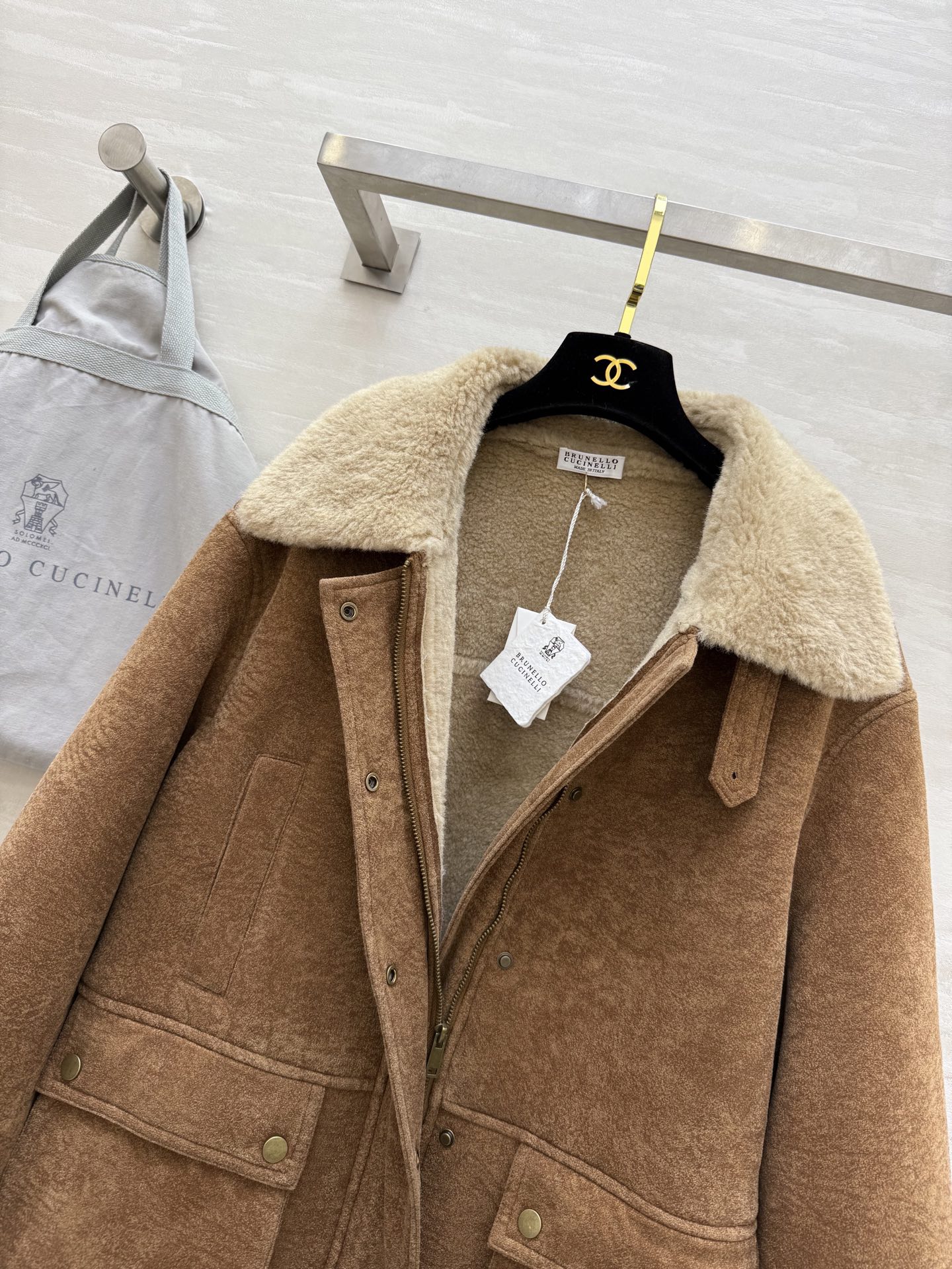 #Brunello Cucinell♡环保皮毛一体夹克外套 复古时髦 高品质定制 现货首发size：S/