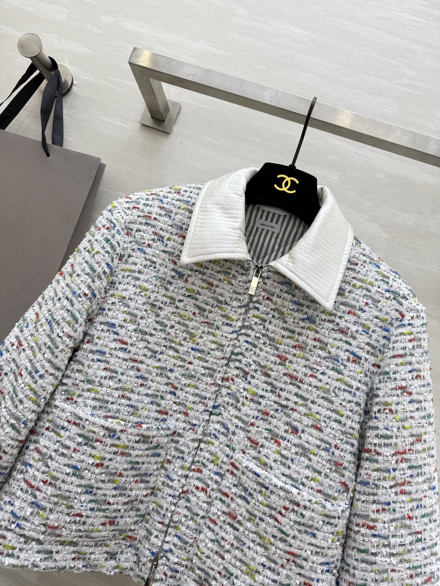 #Thom Brown♡粗花呢鹅绒服 经典小香风设计 白色翻领 彩色粗花呢 低调又精致 内里填充白鹅绒柔