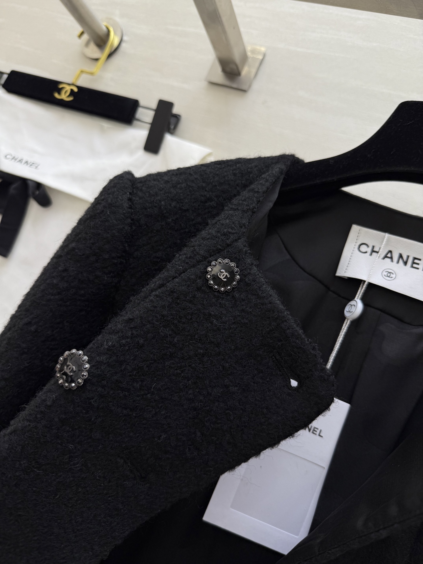 #Chane♡²⁵k 双排扣羊毛花呢外套 高品质定制 现货首发size：S/M/L（s码胸围：92，衣长