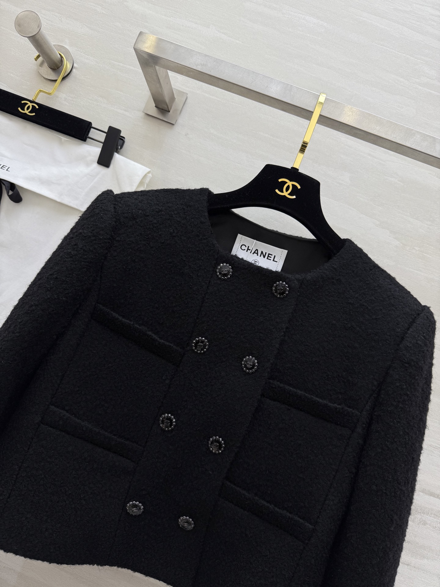 #Chane♡²⁵k 双排扣羊毛花呢外套 高品质定制 现货首发size：S/M/L（s码胸围：92，衣长