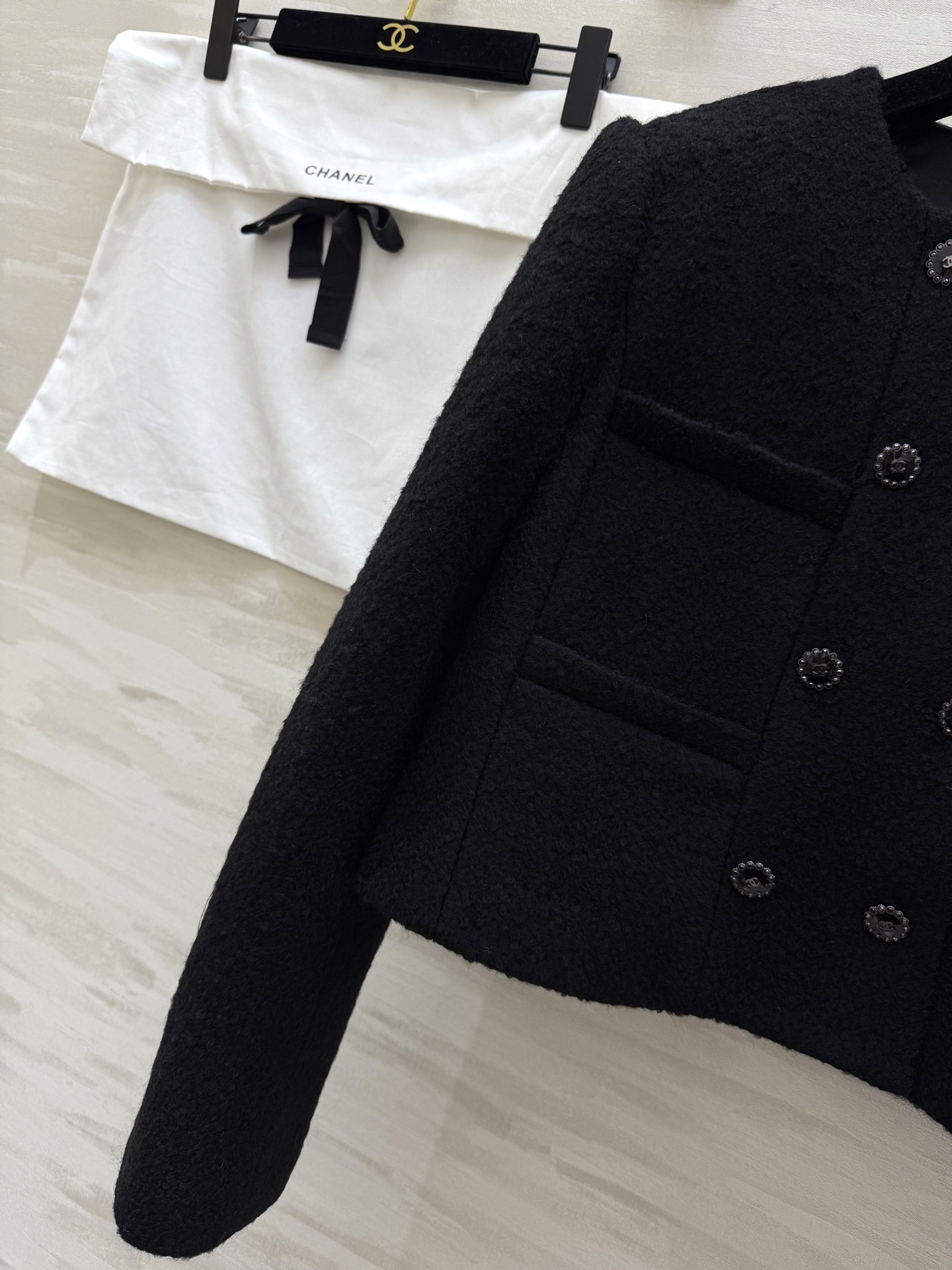 #Chane♡²⁵k 双排扣羊毛花呢外套 高品质定制 现货首发size：S/M/L（s码胸围：92，衣长