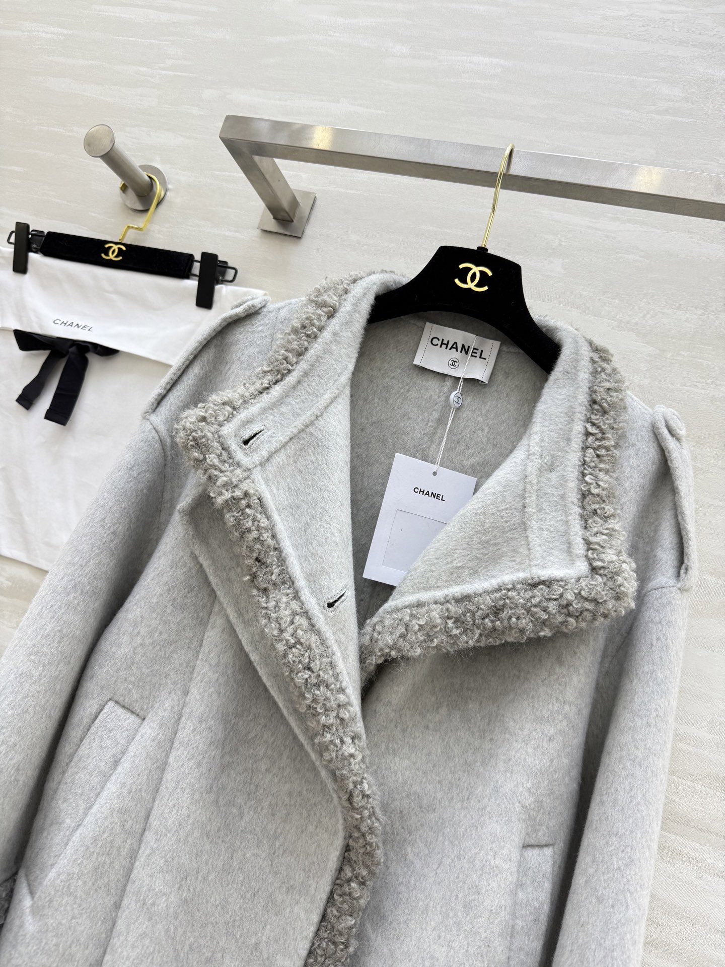 #Chane♡羊羔毛双面羊毛呢外套 高品质定制 现货首发size：S/M/L（s码肩宽：56，胸围：12