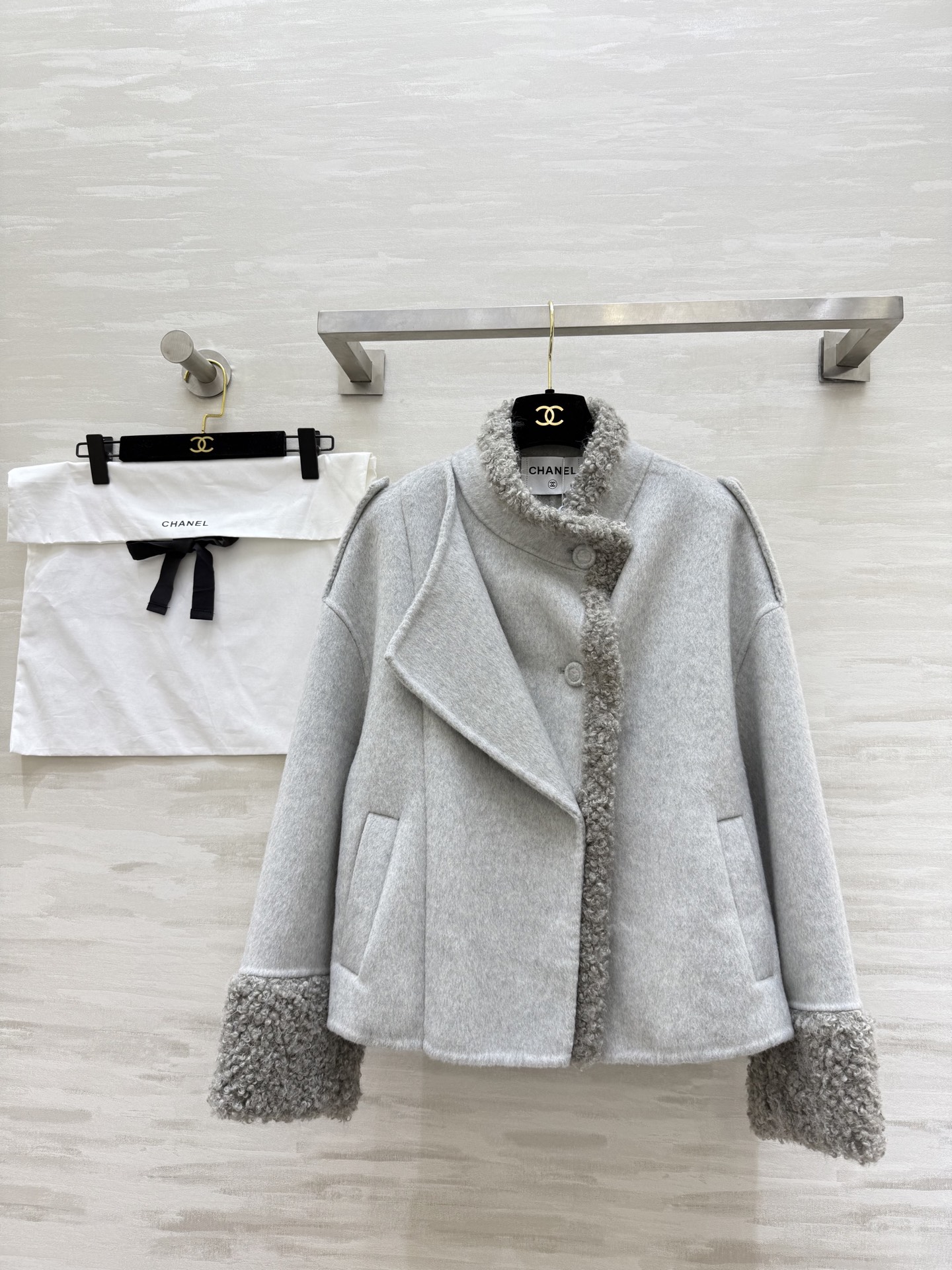 #Chane♡羊羔毛双面羊毛呢外套 高品质定制 现货首发size：S/M/L（s码肩宽：56，胸围：12