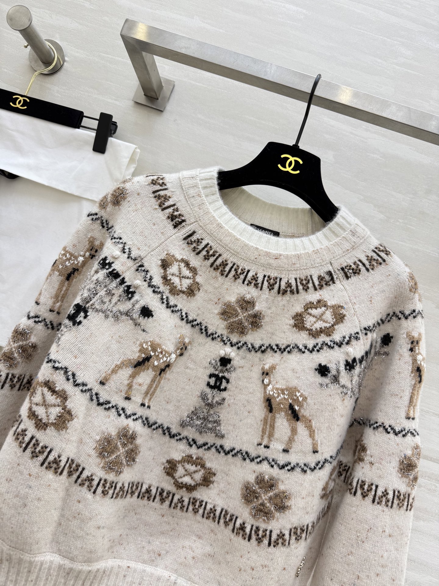 #Chane♡²⁵N 滑雪系列 麋鹿彩纱毛衣 麋鹿图案+圣诞树配色 上身满满圣诞气氛 原版开发 高品质定