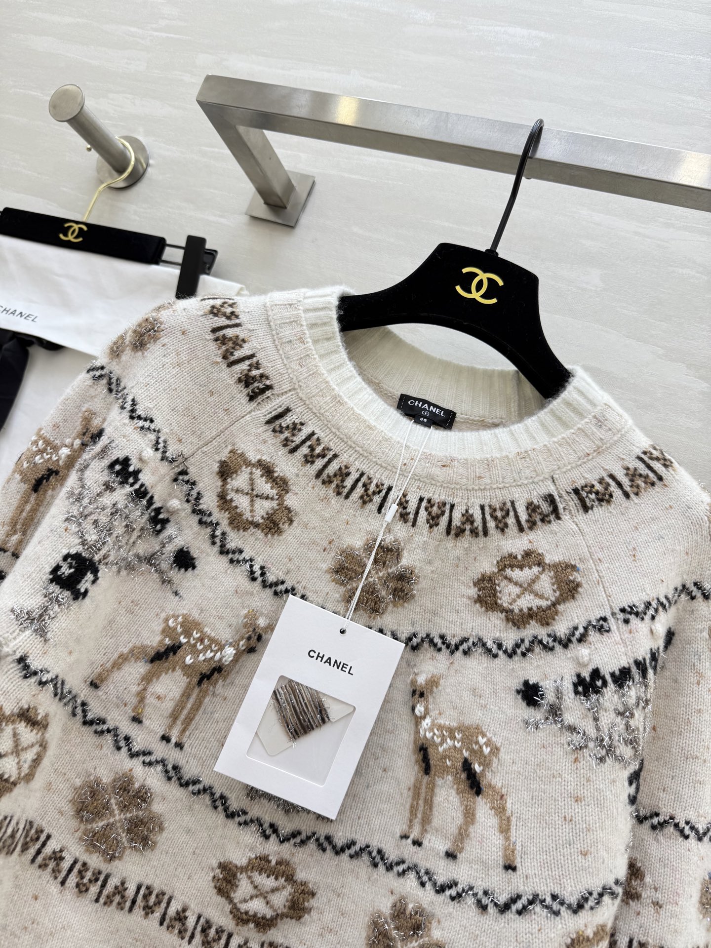 #Chane♡²⁵N 滑雪系列 麋鹿彩纱毛衣 麋鹿图案+圣诞树配色 上身满满圣诞气氛 原版开发 高品质定