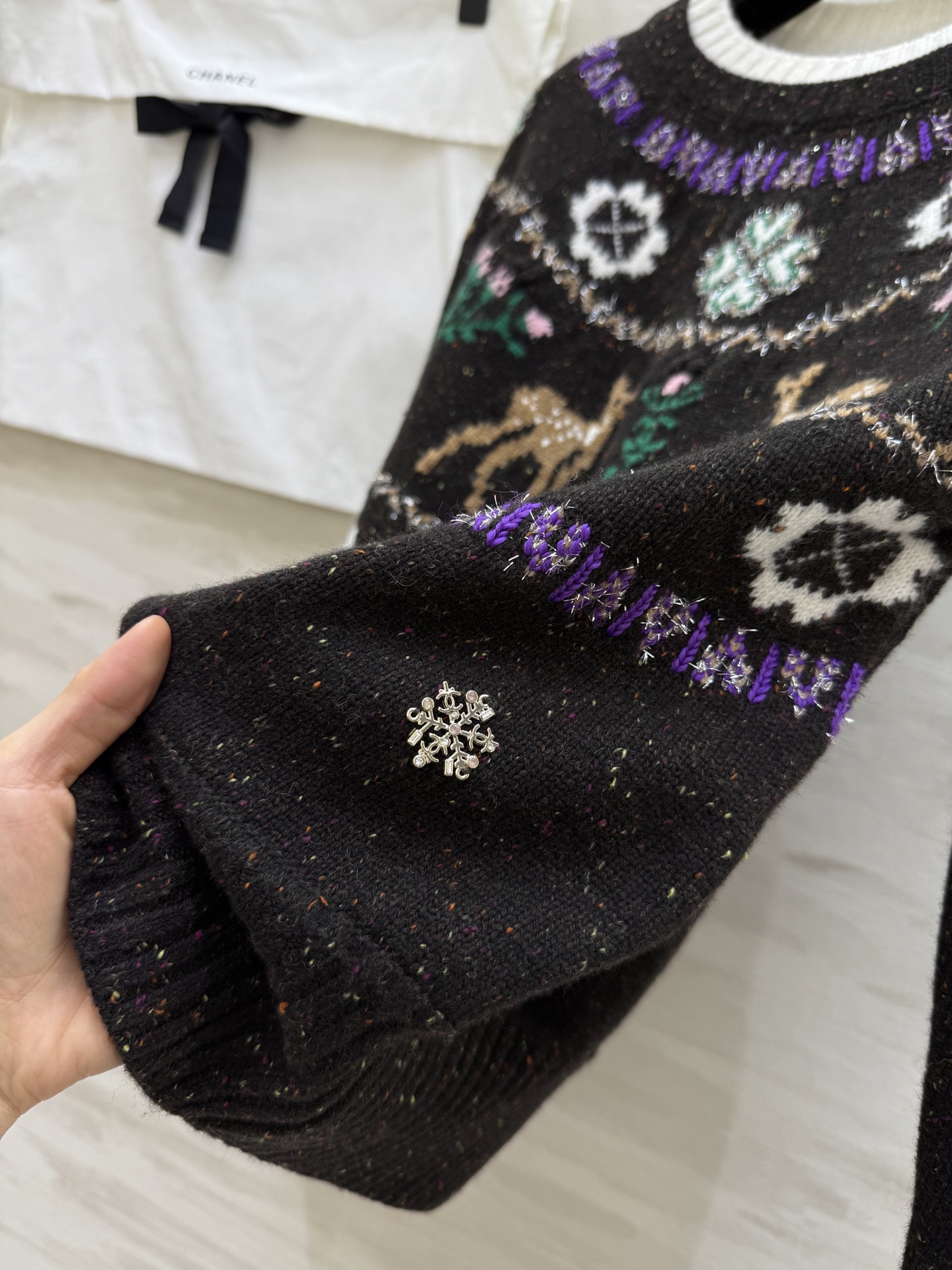 #Chane♡²⁵N 滑雪系列 麋鹿彩纱毛衣 麋鹿图案+圣诞树配色 上身满满圣诞气氛 原版开发 高品质定