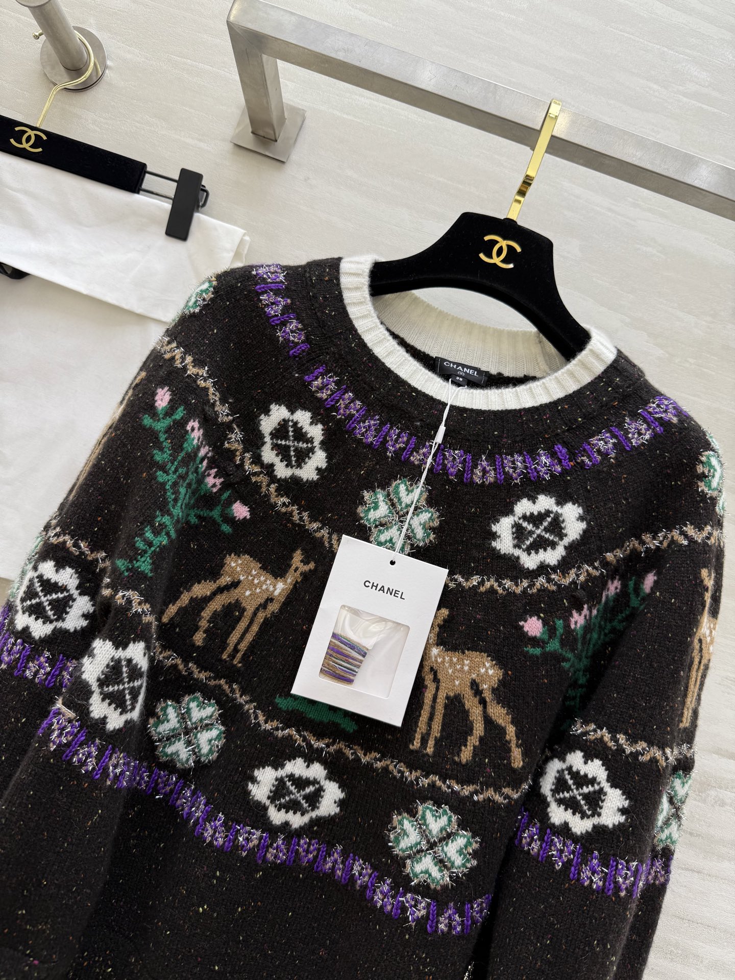 #Chane♡²⁵N 滑雪系列 麋鹿彩纱毛衣 麋鹿图案+圣诞树配色 上身满满圣诞气氛 原版开发 高品质定