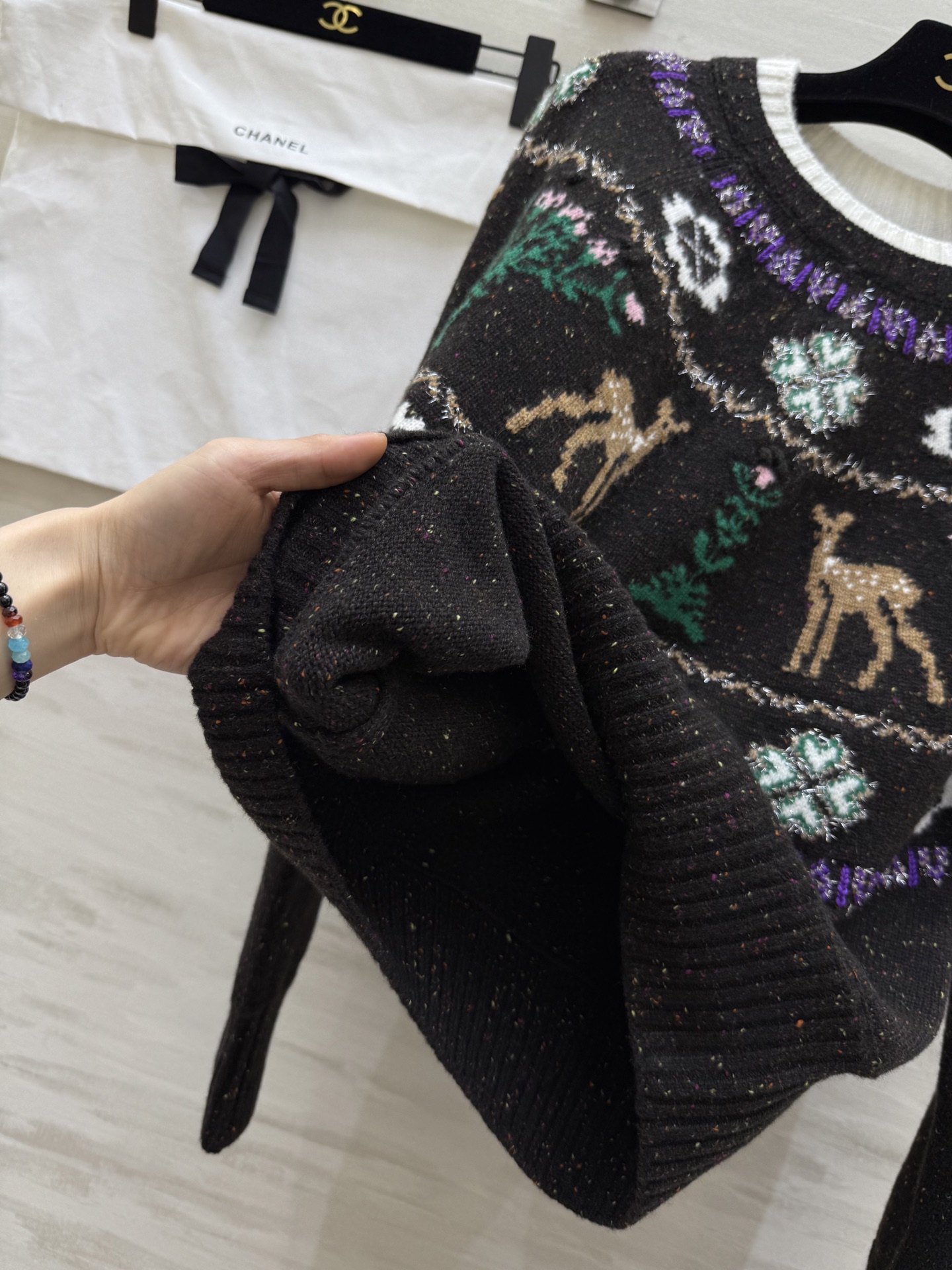 #Chane♡²⁵N 滑雪系列 麋鹿彩纱毛衣 麋鹿图案+圣诞树配色 上身满满圣诞气氛 原版开发 高品质定