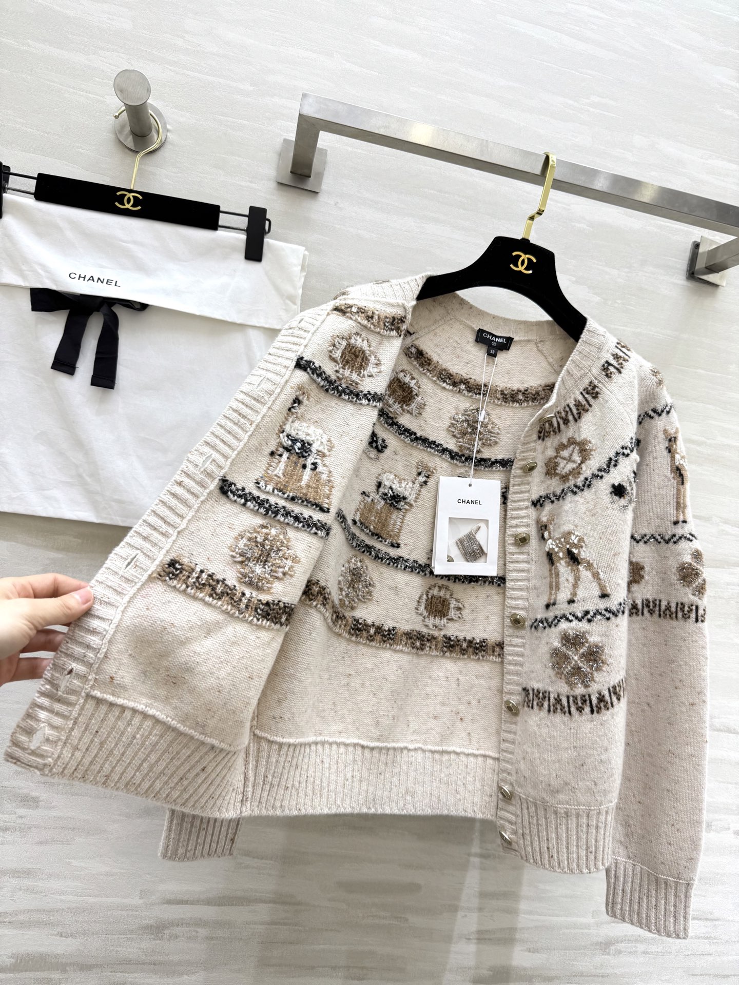 #Chane♡²⁵N 滑雪系列 麋鹿彩纱开衫 麋鹿图案+圣诞树配色 上身满满圣诞气氛 原版开发 高品质定