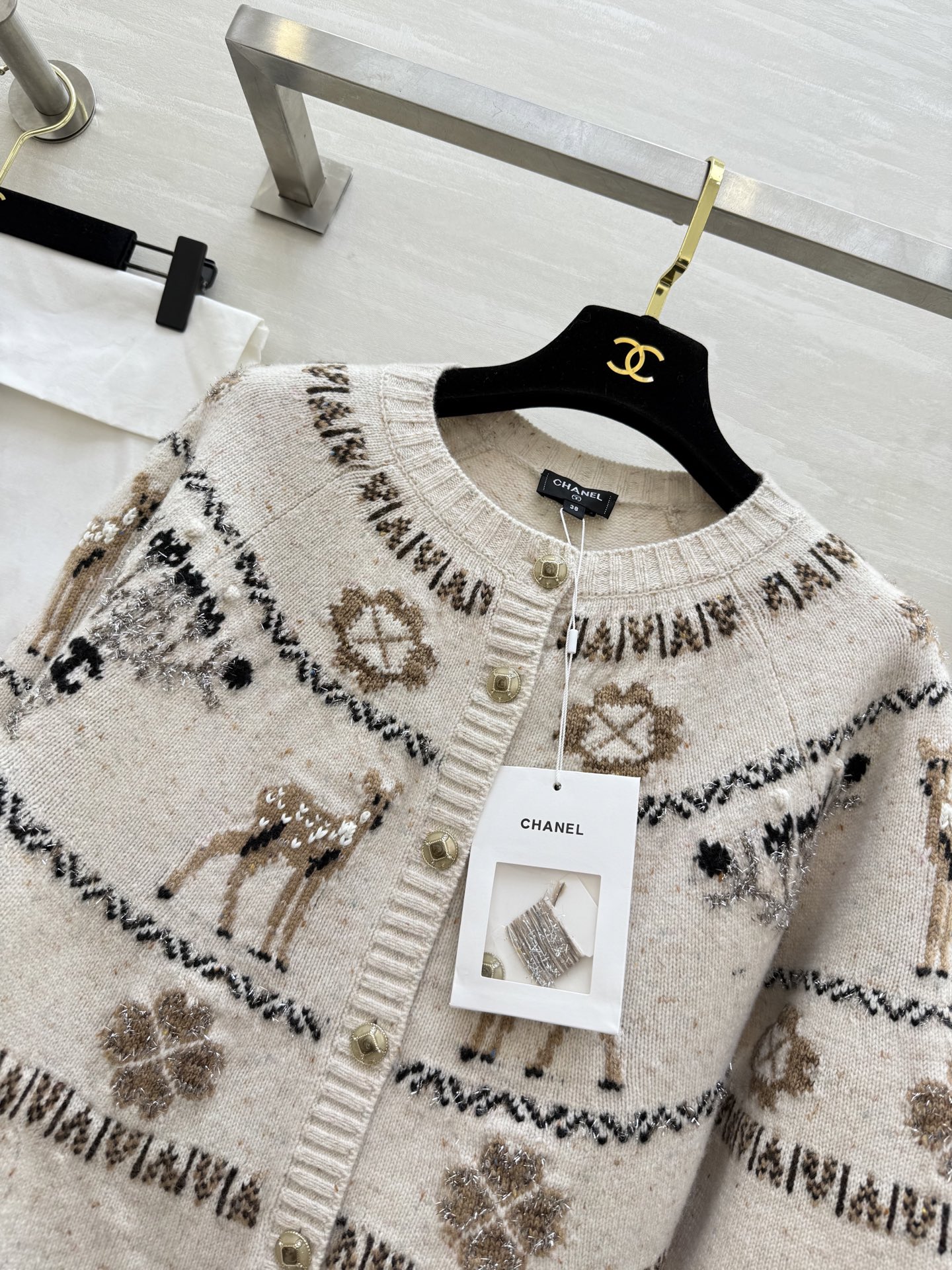 #Chane♡²⁵N 滑雪系列 麋鹿彩纱开衫 麋鹿图案+圣诞树配色 上身满满圣诞气氛 原版开发 高品质定