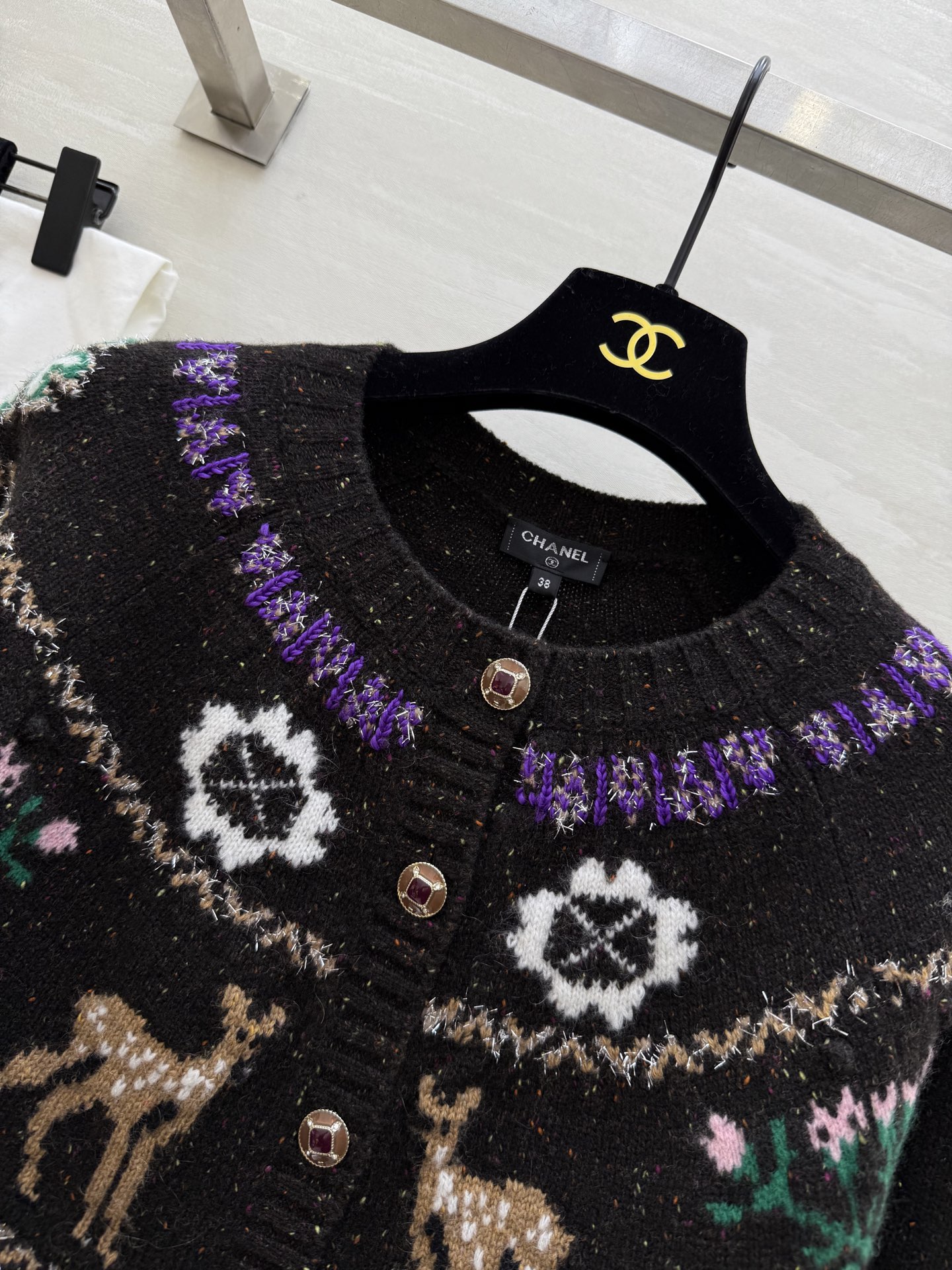 #Chane♡²⁵N 滑雪系列 麋鹿彩纱开衫 麋鹿图案+圣诞树配色 上身满满圣诞气氛 原版开发 高品质定