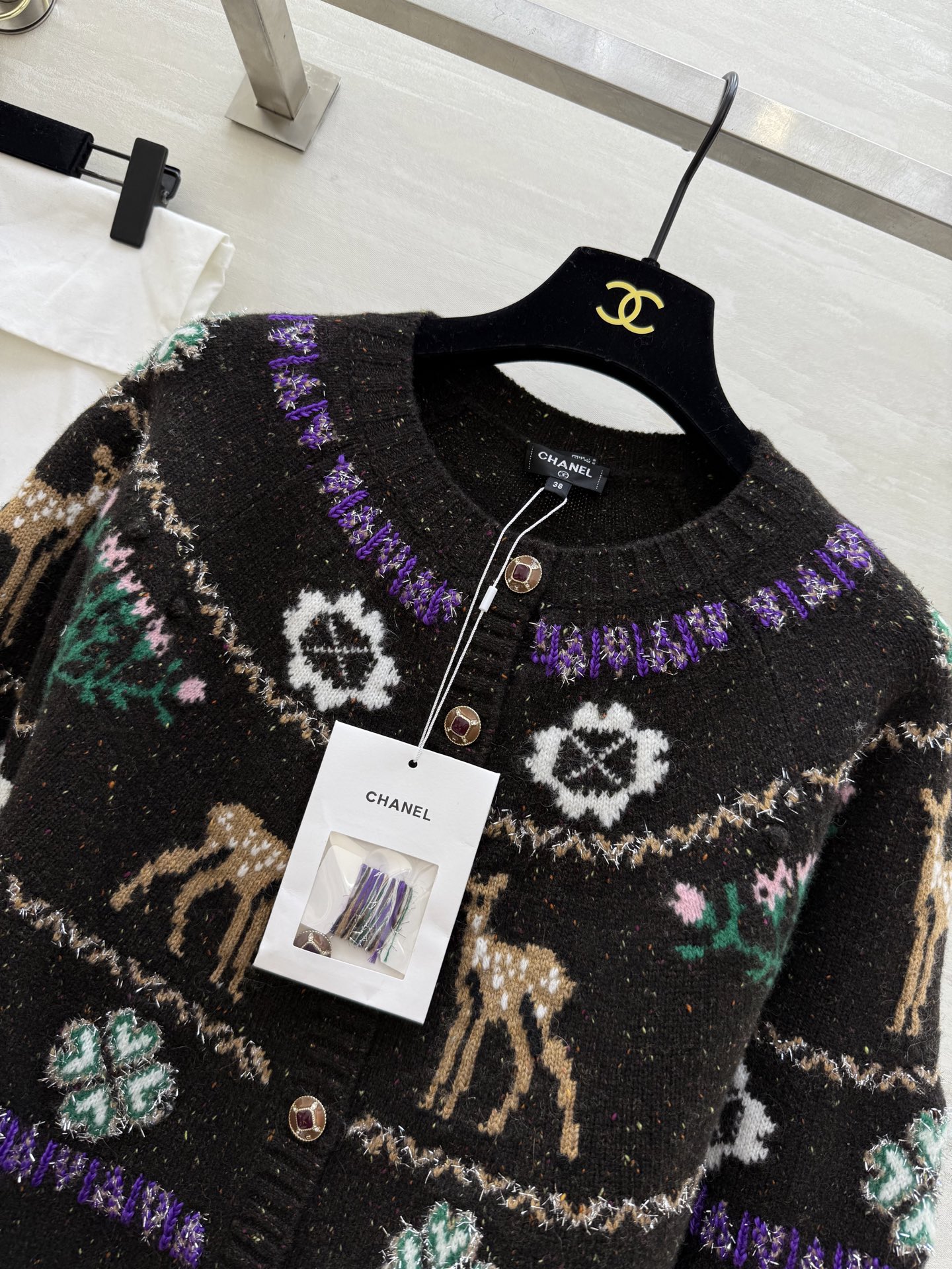 #Chane♡²⁵N 滑雪系列 麋鹿彩纱开衫 麋鹿图案+圣诞树配色 上身满满圣诞气氛 原版开发 高品质定