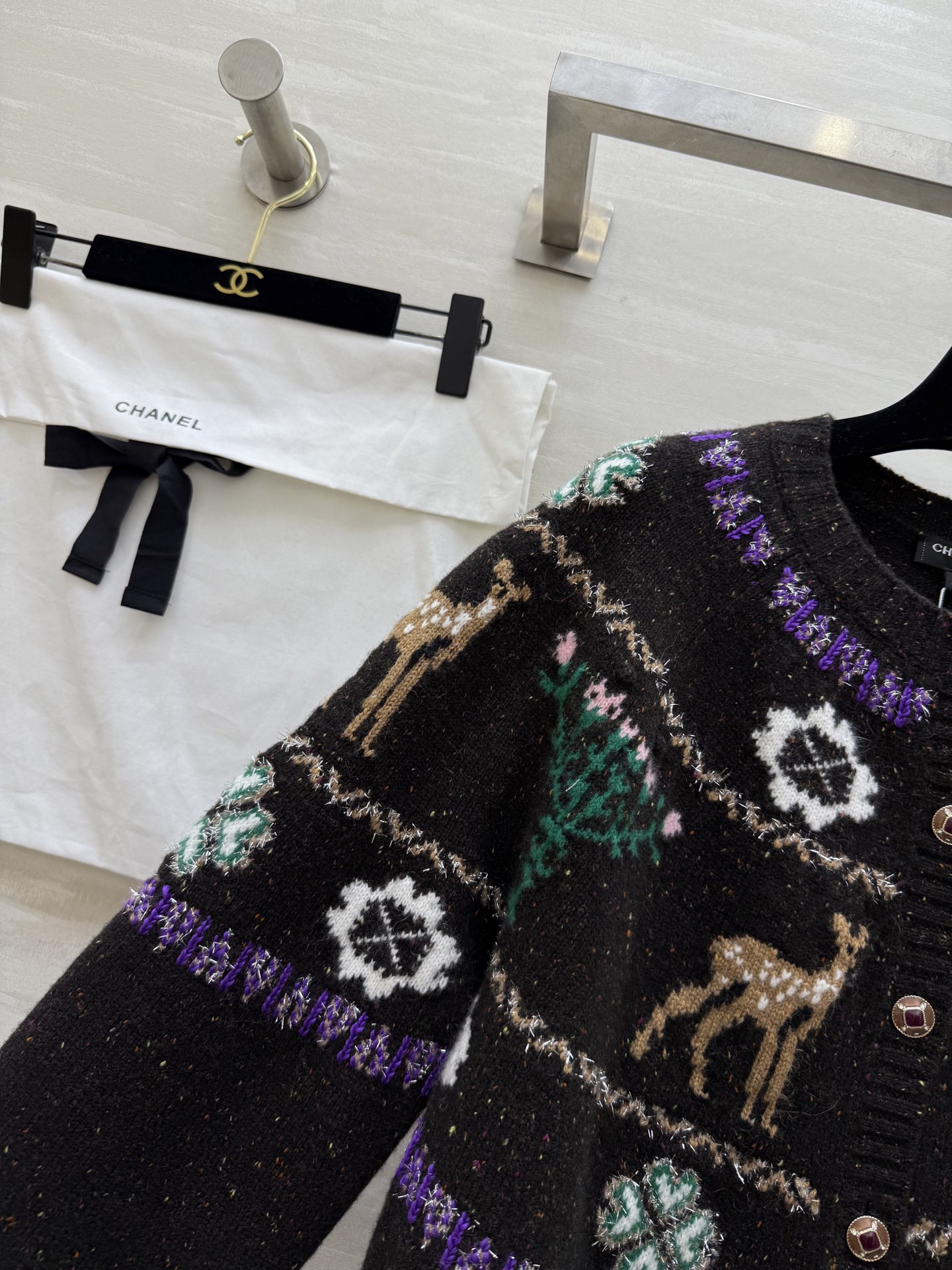 #Chane♡²⁵N 滑雪系列 麋鹿彩纱开衫 麋鹿图案+圣诞树配色 上身满满圣诞气氛 原版开发 高品质定