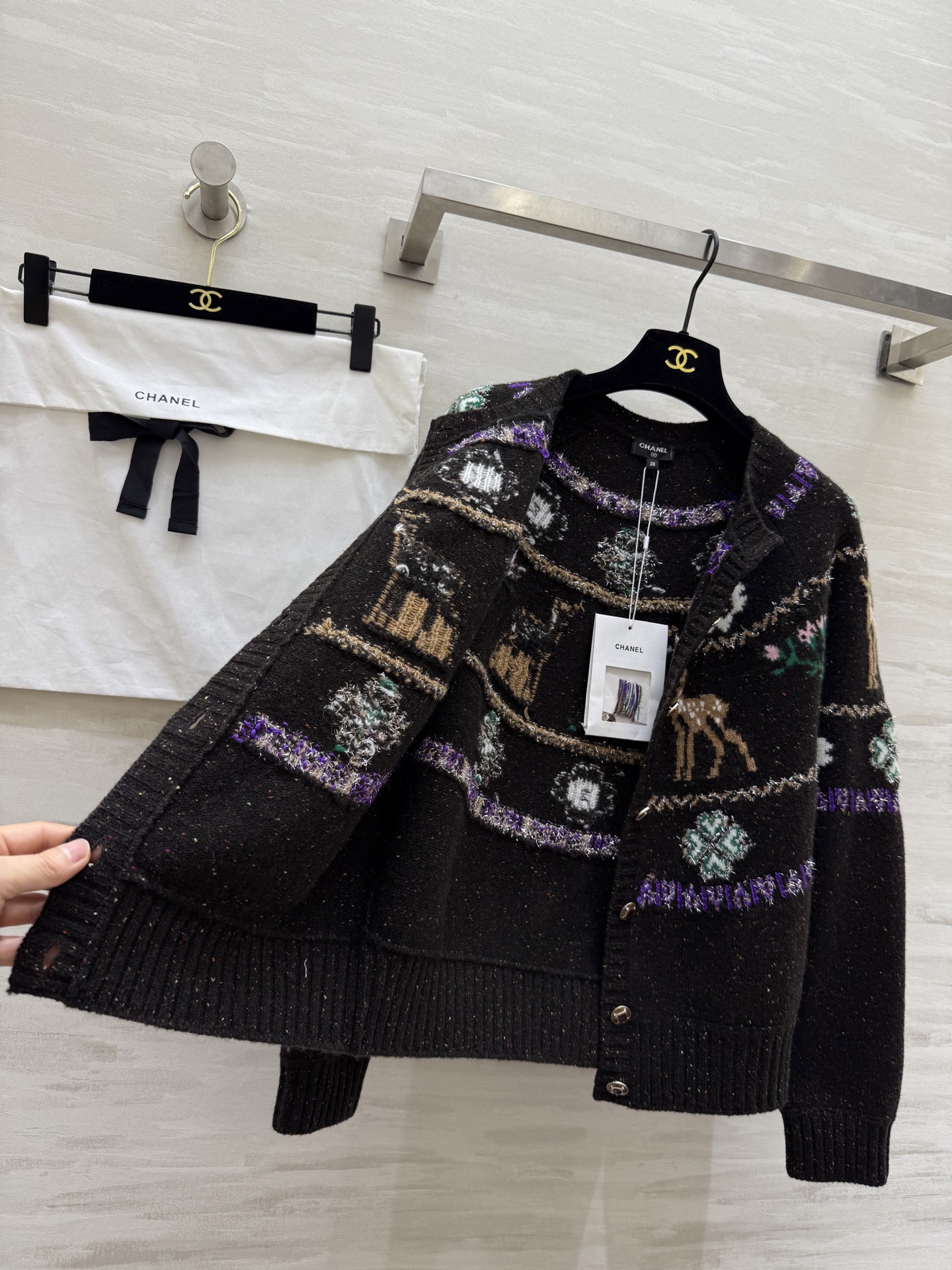 #Chane♡²⁵N 滑雪系列 麋鹿彩纱开衫 麋鹿图案+圣诞树配色 上身满满圣诞气氛 原版开发 高品质定