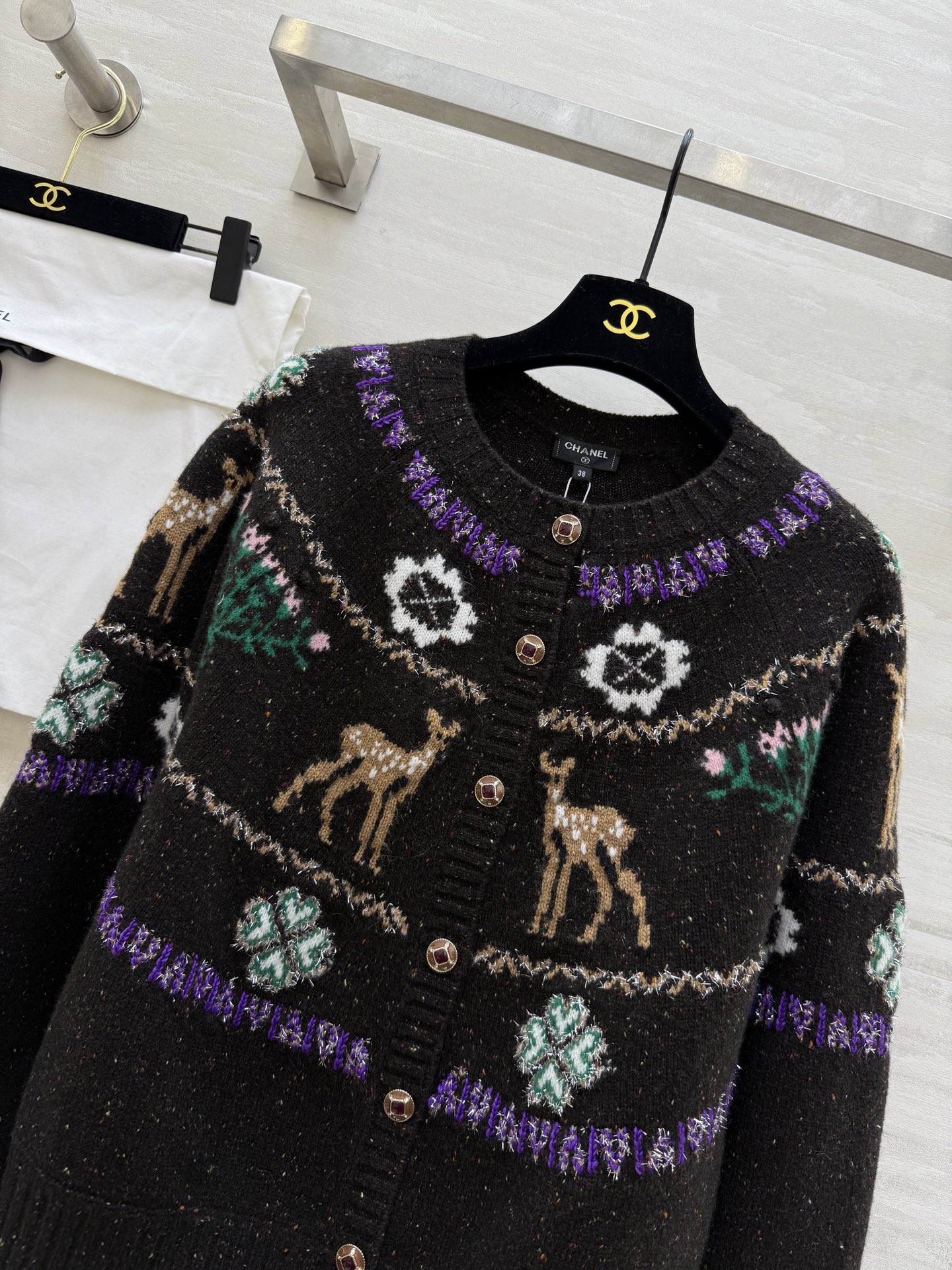 #Chane♡²⁵N 滑雪系列 麋鹿彩纱开衫 麋鹿图案+圣诞树配色 上身满满圣诞气氛 原版开发 高品质定