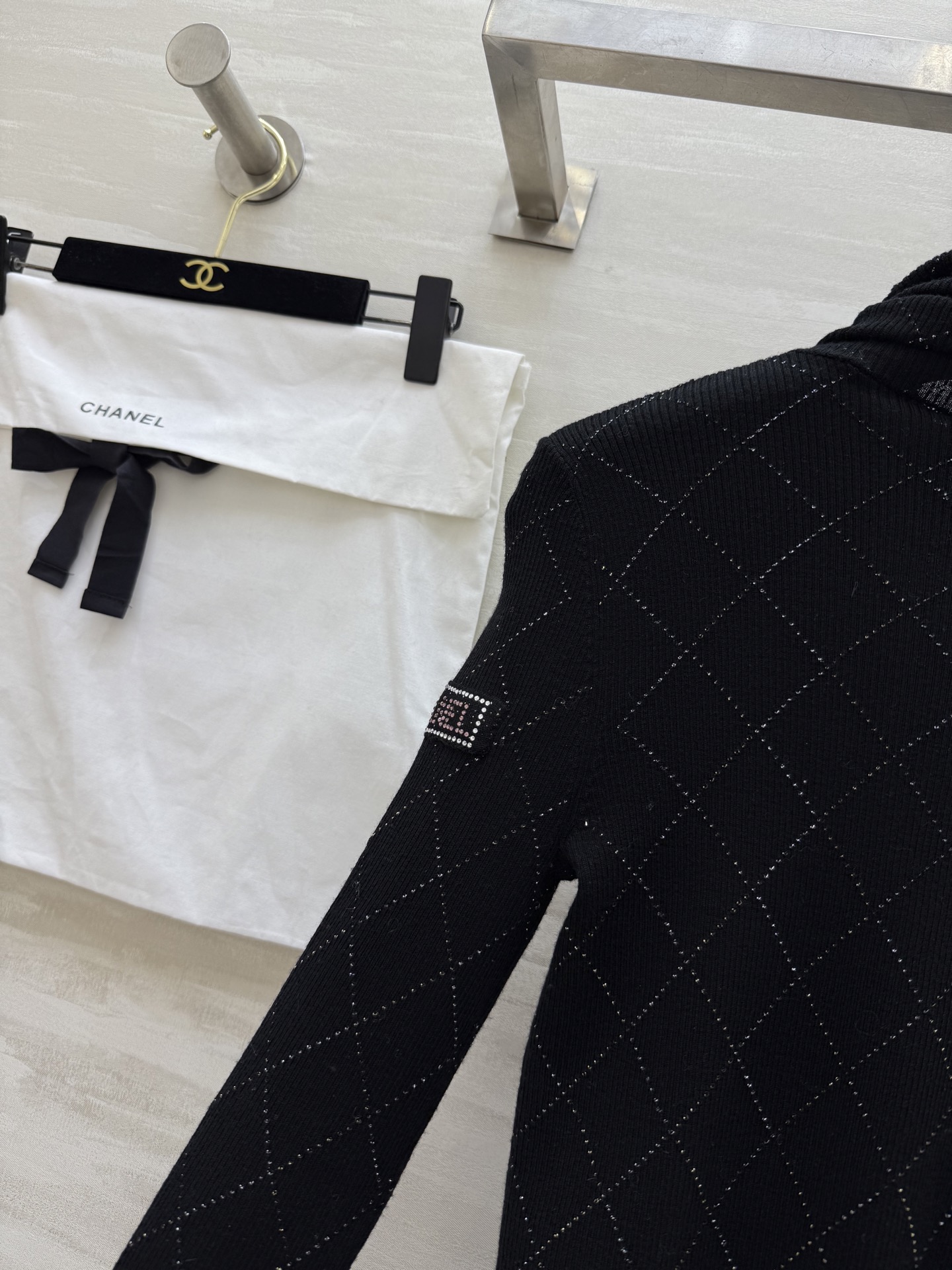 #Chane♡²⁵N 滑雪系列 高领长袖打底 原版定制纱线 采用18针挂毛工艺 织物里添加超细金银丝 才