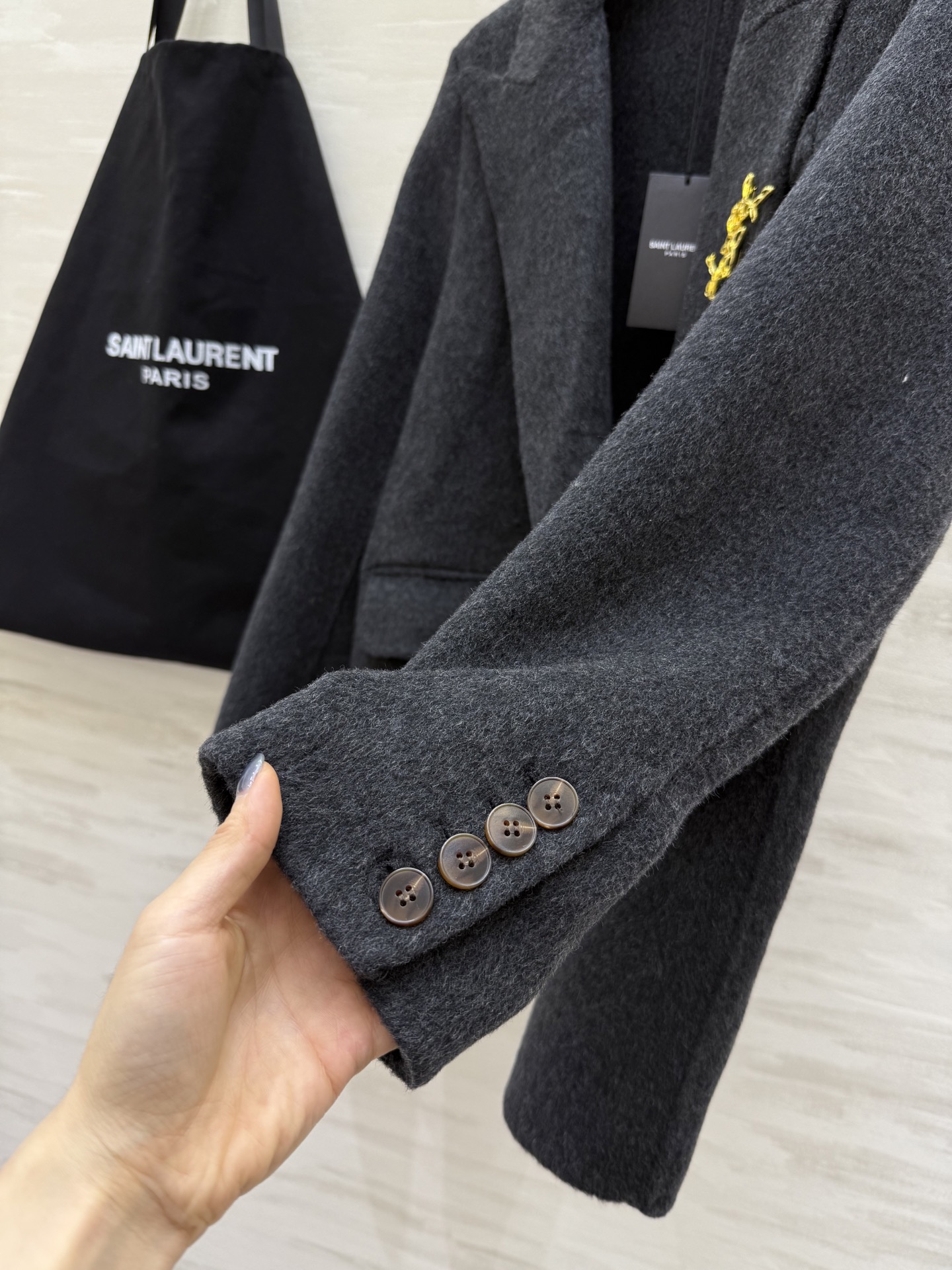 #ysl 双面羊毛呢西装外套 高品质定制 现货首发size：S/M/L/XL（S码肩宽：40，胸围：11