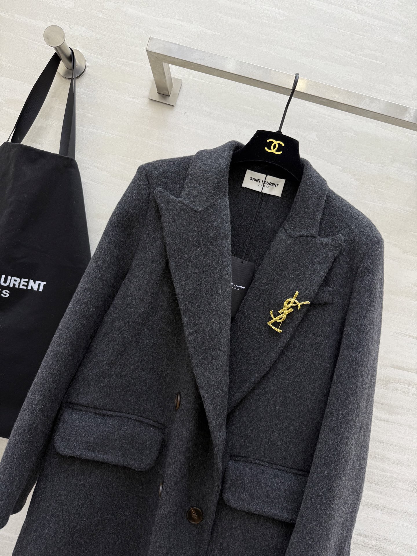 #ysl 双面羊毛呢西装外套 高品质定制 现货首发size：S/M/L/XL（S码肩宽：40，胸围：11