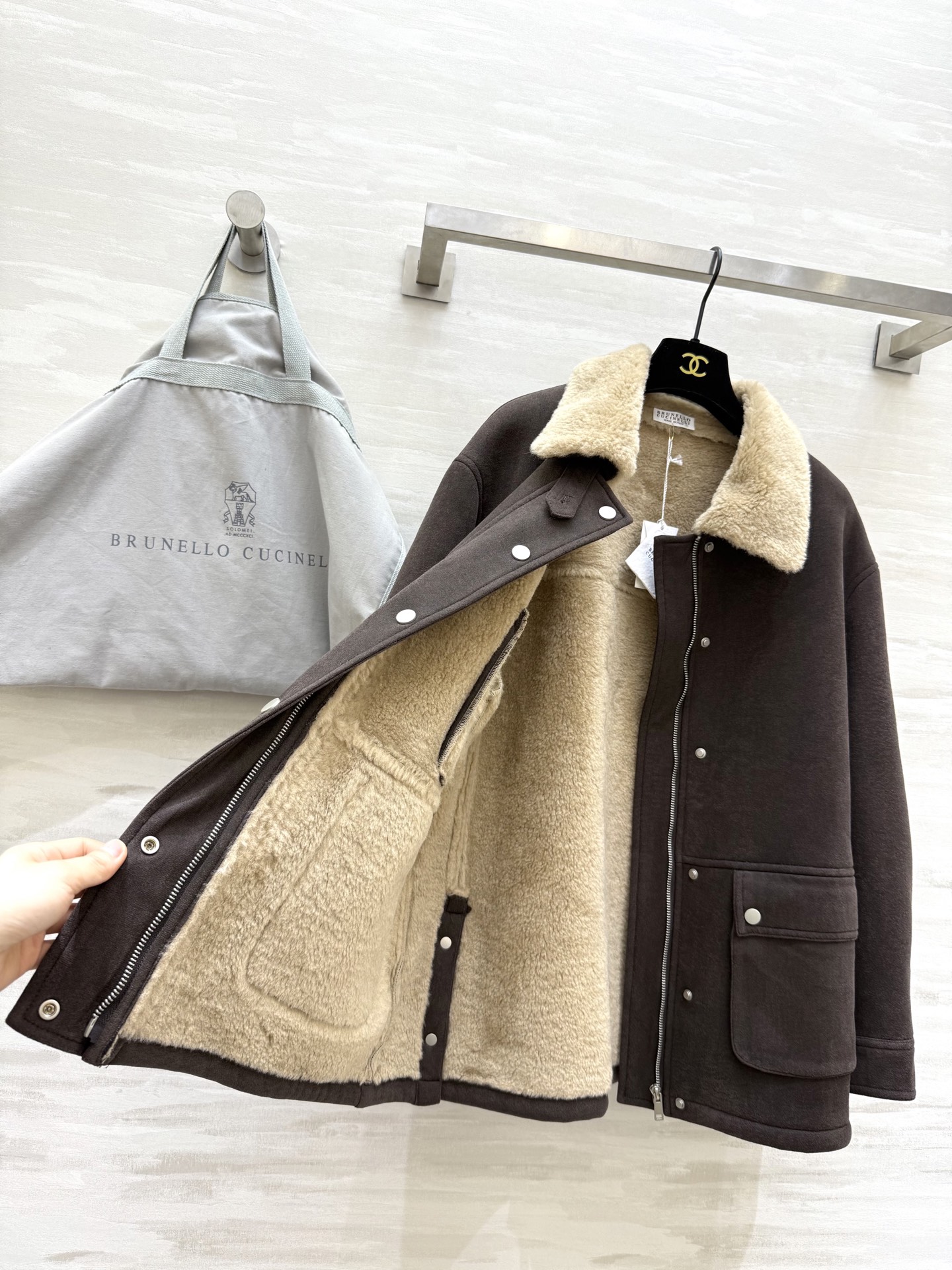 #Brunello Cucinell♡环保皮毛一体夹克外套 复古时髦 高品质定制 现货首发size：S/