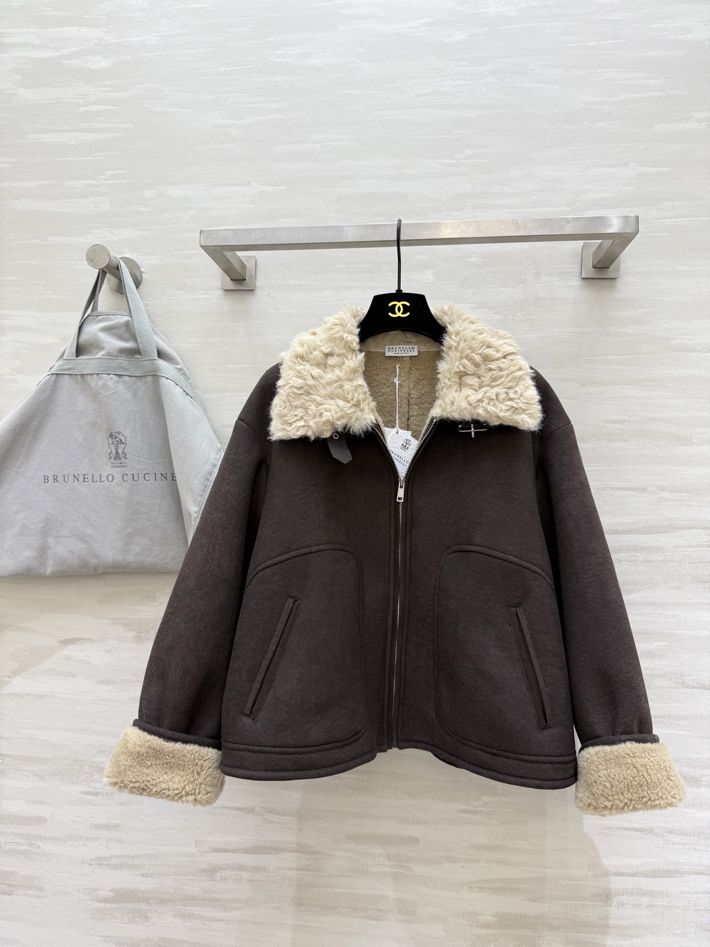 Brunello Cucinell♡羊羔毛麂皮翻领夹克外套 新贵老钱风 高品质定制 现货首发size：S