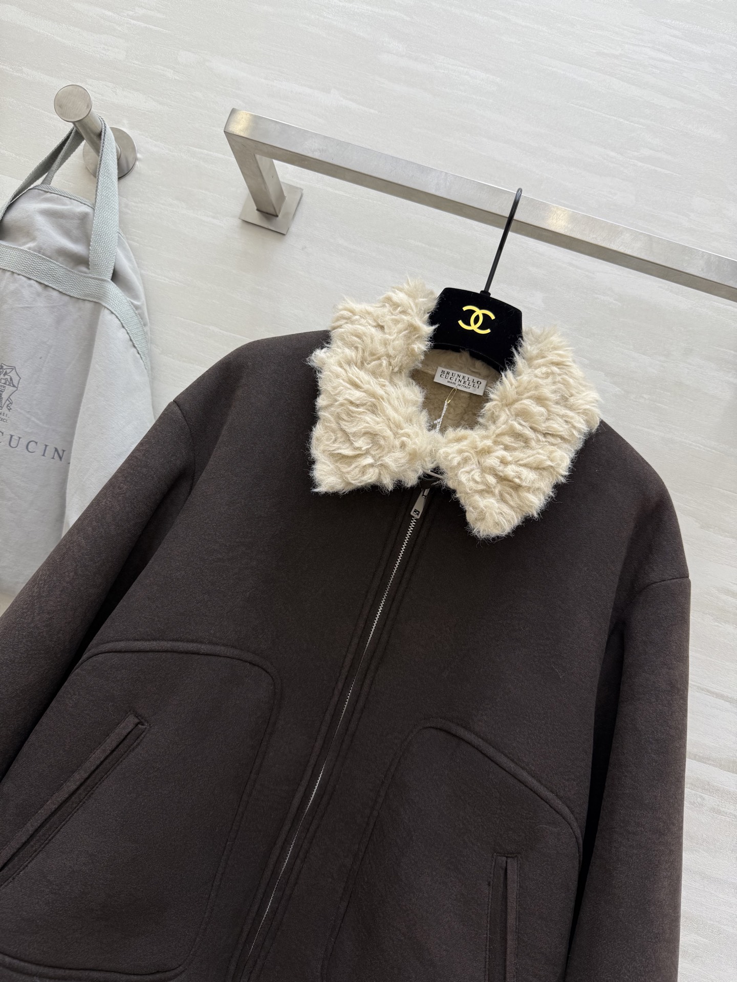 Brunello Cucinell♡羊羔毛麂皮翻领夹克外套 新贵老钱风 高品质定制 现货首发size：S