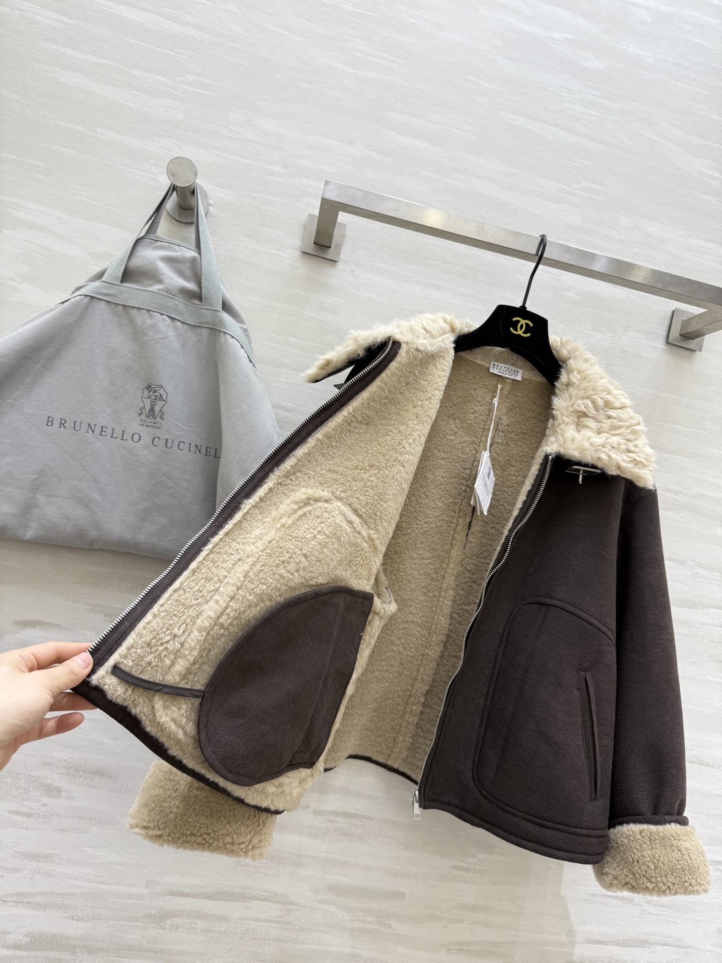 Brunello Cucinell♡羊羔毛麂皮翻领夹克外套 新贵老钱风 高品质定制 现货首发size：S