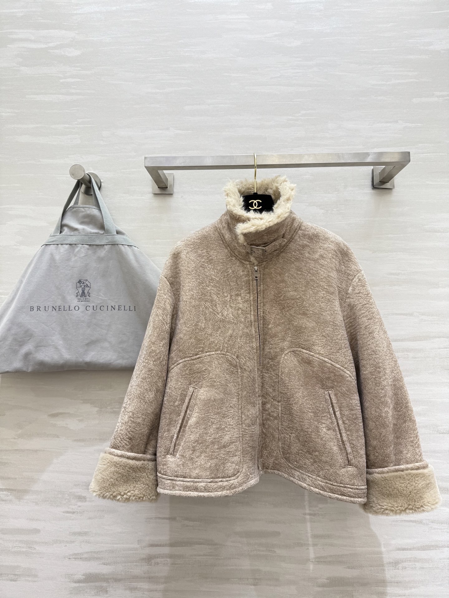 Brunello Cucinell♡羊羔毛麂皮翻领夹克外套 新贵老钱风 高品质定制 现货首发size：S