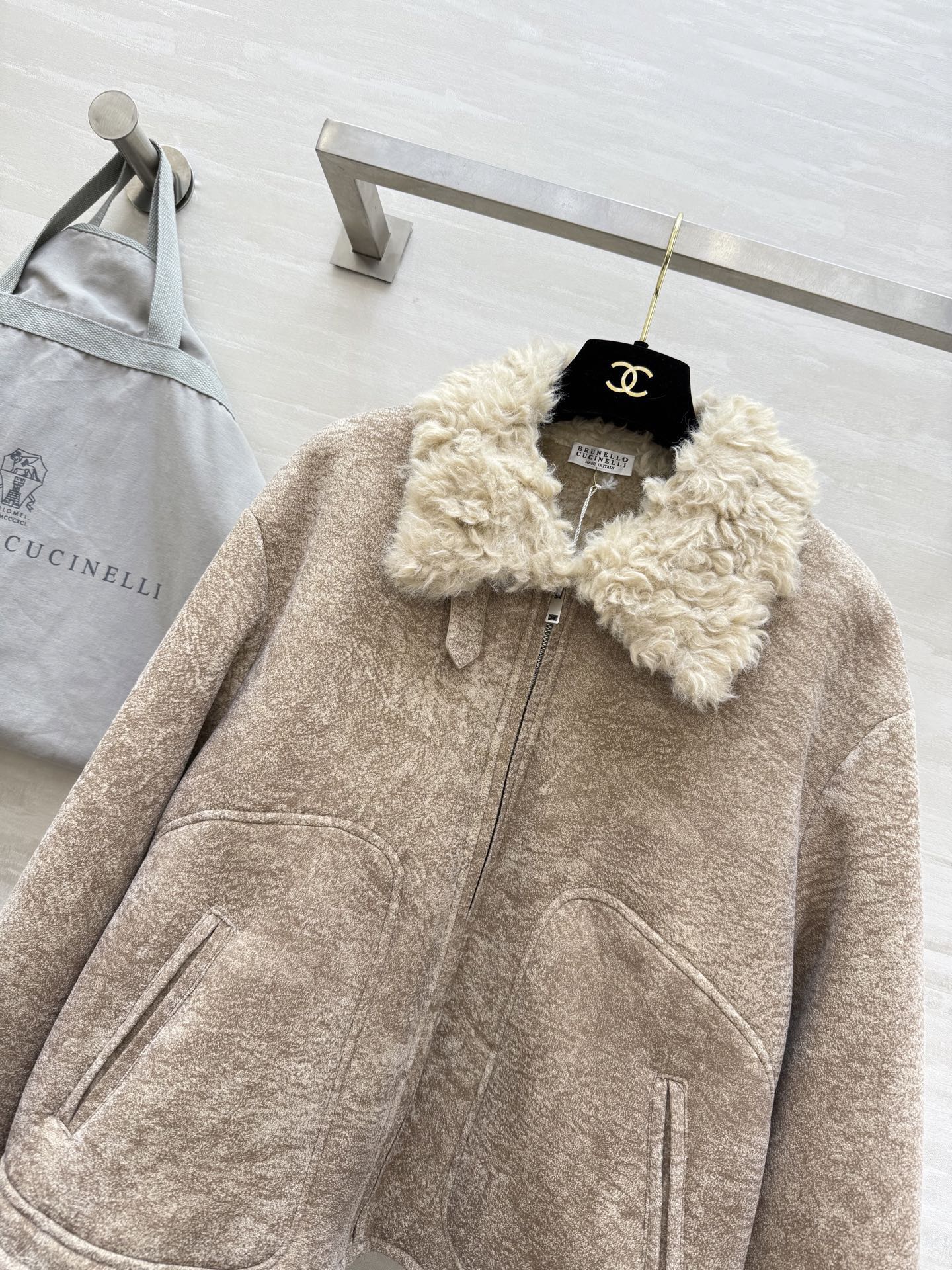 Brunello Cucinell♡羊羔毛麂皮翻领夹克外套 新贵老钱风 高品质定制 现货首发size：S