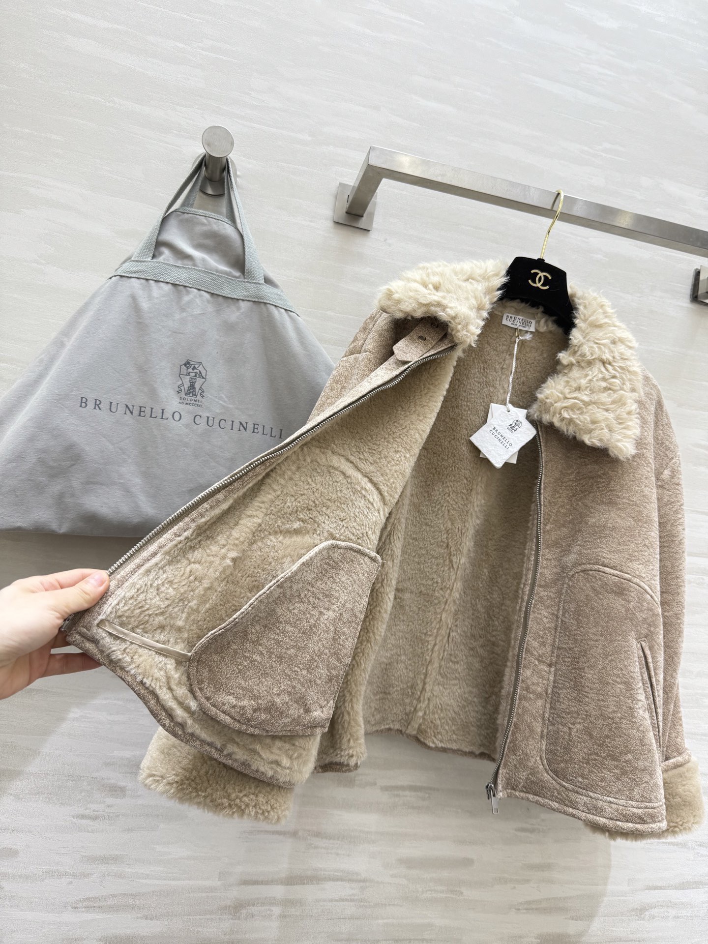Brunello Cucinell♡羊羔毛麂皮翻领夹克外套 新贵老钱风 高品质定制 现货首发size：S