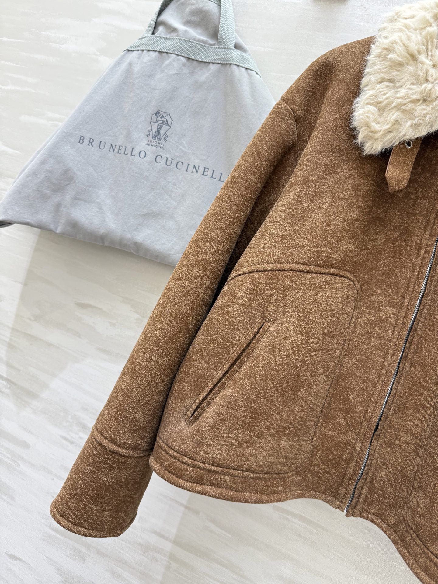 Brunello Cucinell♡羊羔毛麂皮翻领夹克外套 新贵老钱风 高品质定制 现货首发size：S