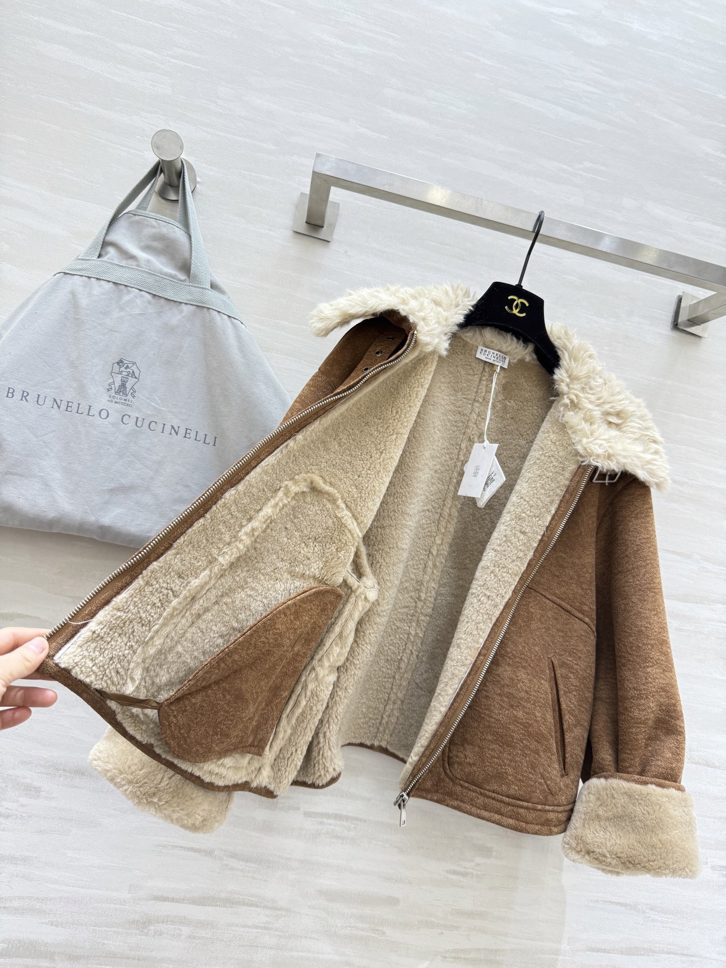 Brunello Cucinell♡羊羔毛麂皮翻领夹克外套 新贵老钱风 高品质定制 现货首发size：S