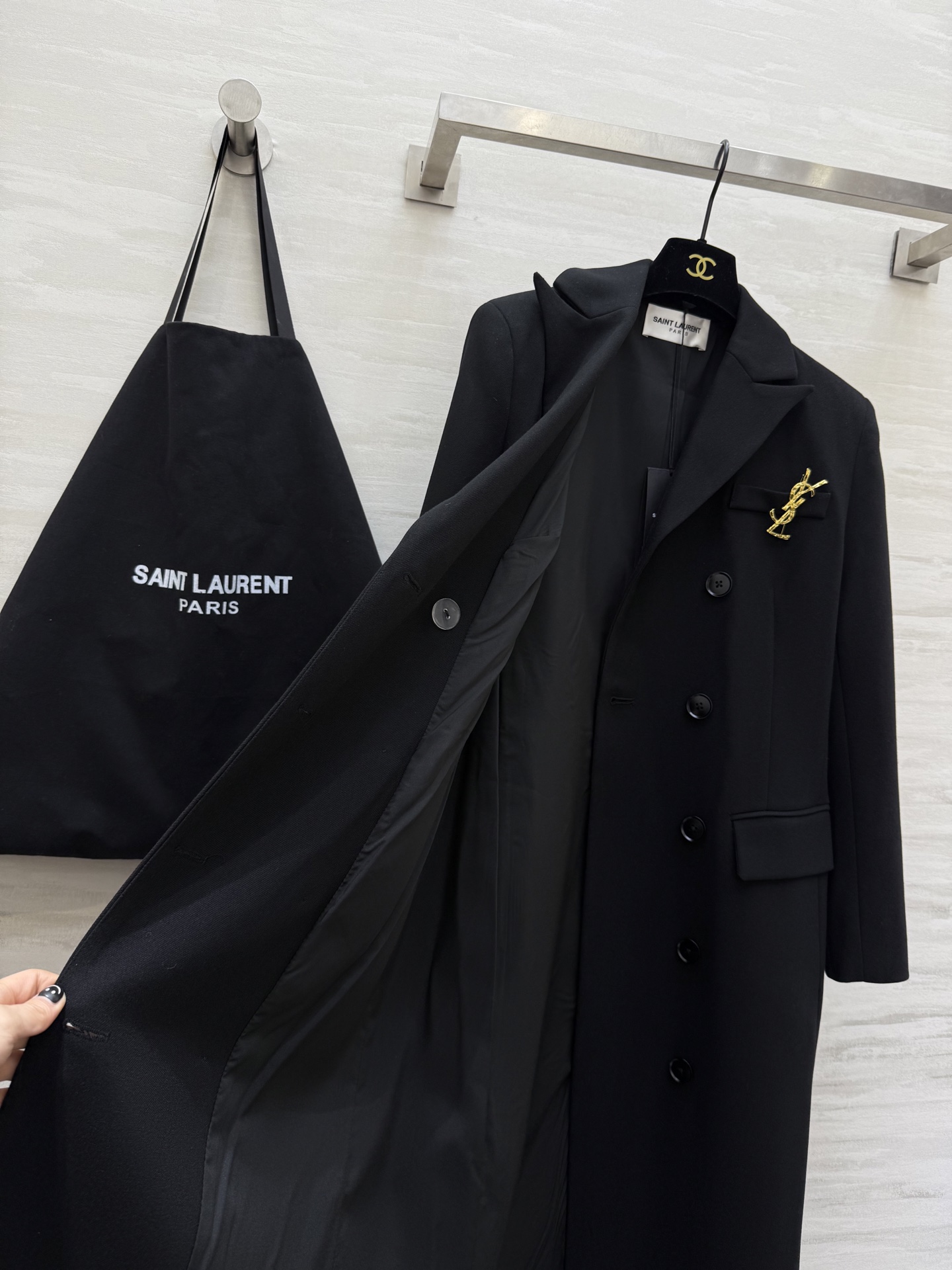 #ysl²⁶新款 双排扣西装式大衣 高品质定制 现货首发size：S/M/L/XL（s码肩宽：40，胸围