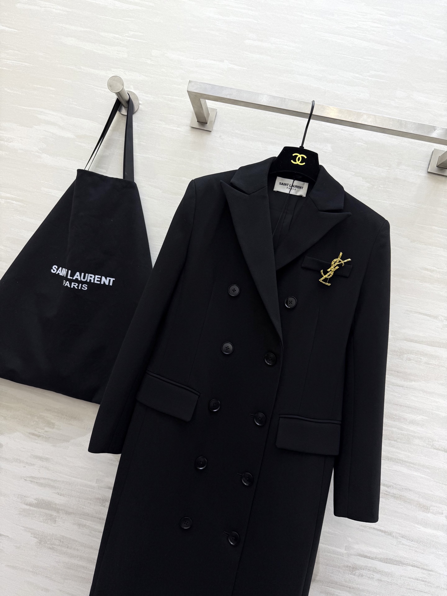 #ysl²⁶新款 双排扣西装式大衣 高品质定制 现货首发size：S/M/L/XL（s码肩宽：40，胸围
