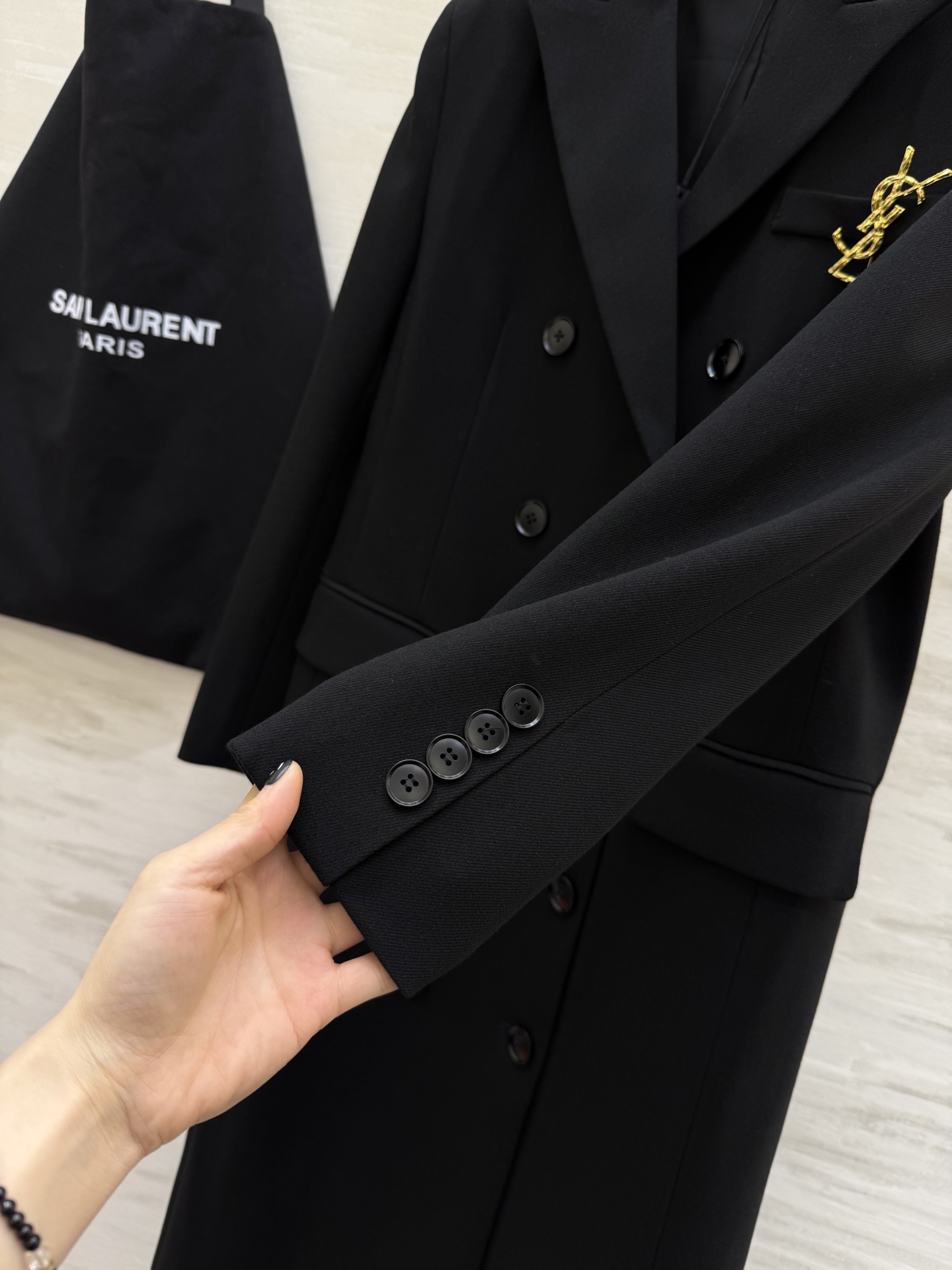 #ysl²⁶新款 双排扣西装式大衣 高品质定制 现货首发size：S/M/L/XL（s码肩宽：40，胸围