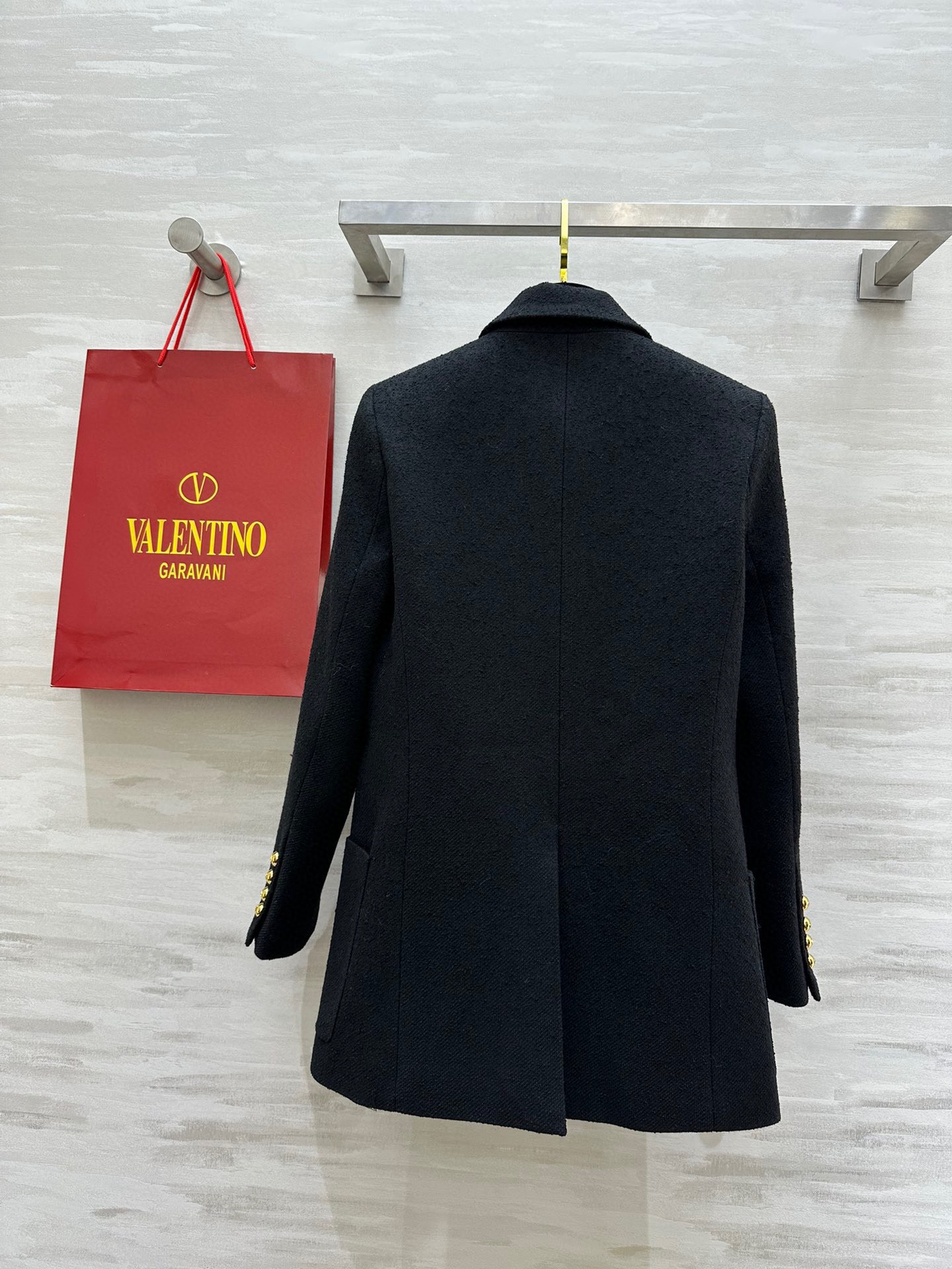 #Valentin♡新款 金线字母logo刺绣西装外套 定制颗粒感羊毛面料 内里字母提花 休闲时髦又有高