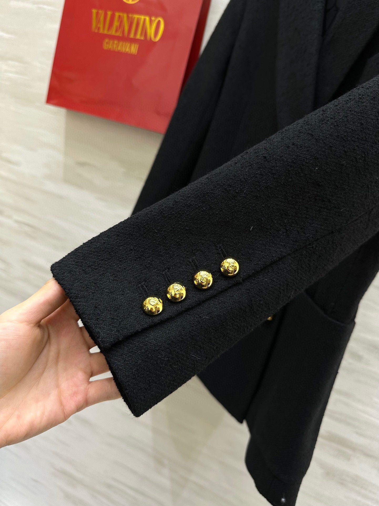 #Valentin♡新款 金线字母logo刺绣西装外套 定制颗粒感羊毛面料 内里字母提花 休闲时髦又有高