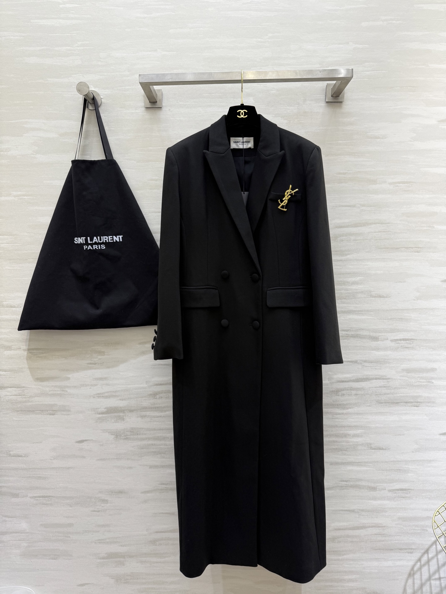 #ysl 双排扣长款西装式大衣 高品质定制 现货首发size：S/M/L/XL（M码肩宽：42，胸围：1