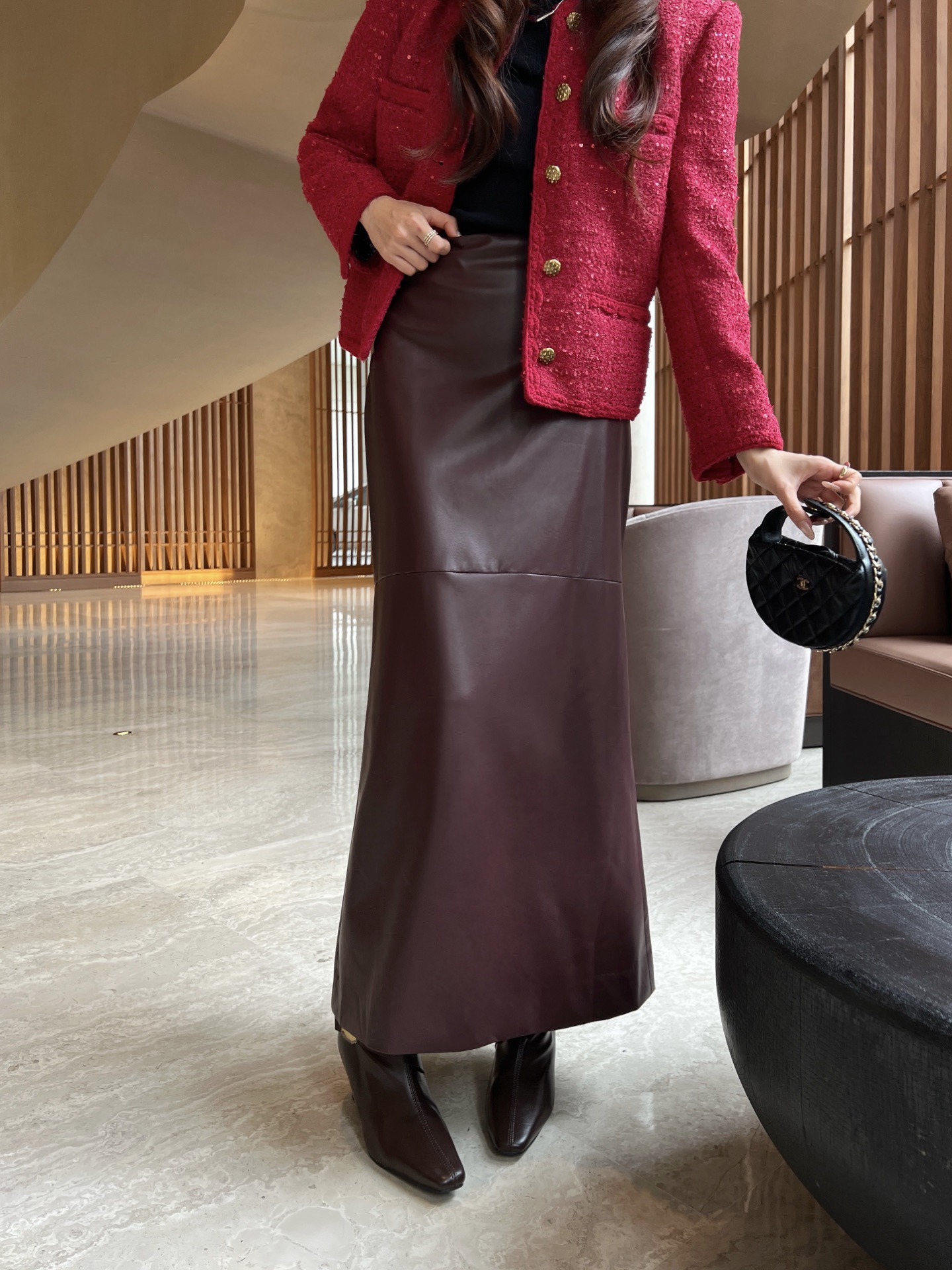 #Brunello Cucinell♡²⁶新款 环保蛋白皮半裙 咖色温柔复古 黑色酷飒百搭 版型巨正 直