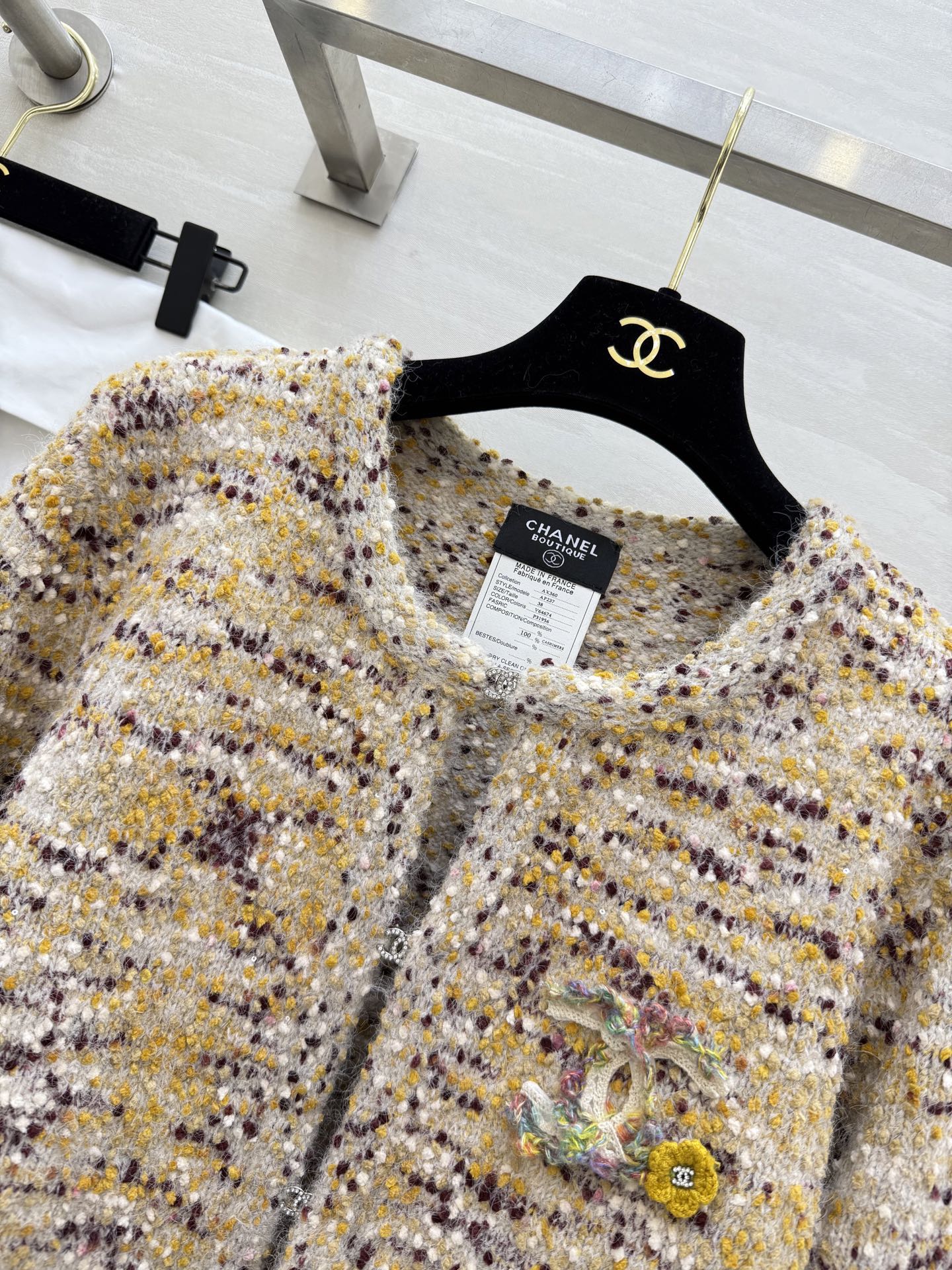 #Chane♡新款 中古系列 绵羊毛彩虹豆豆纱线🧶开衫外套 高品质定制 现货首发size：36/38/4