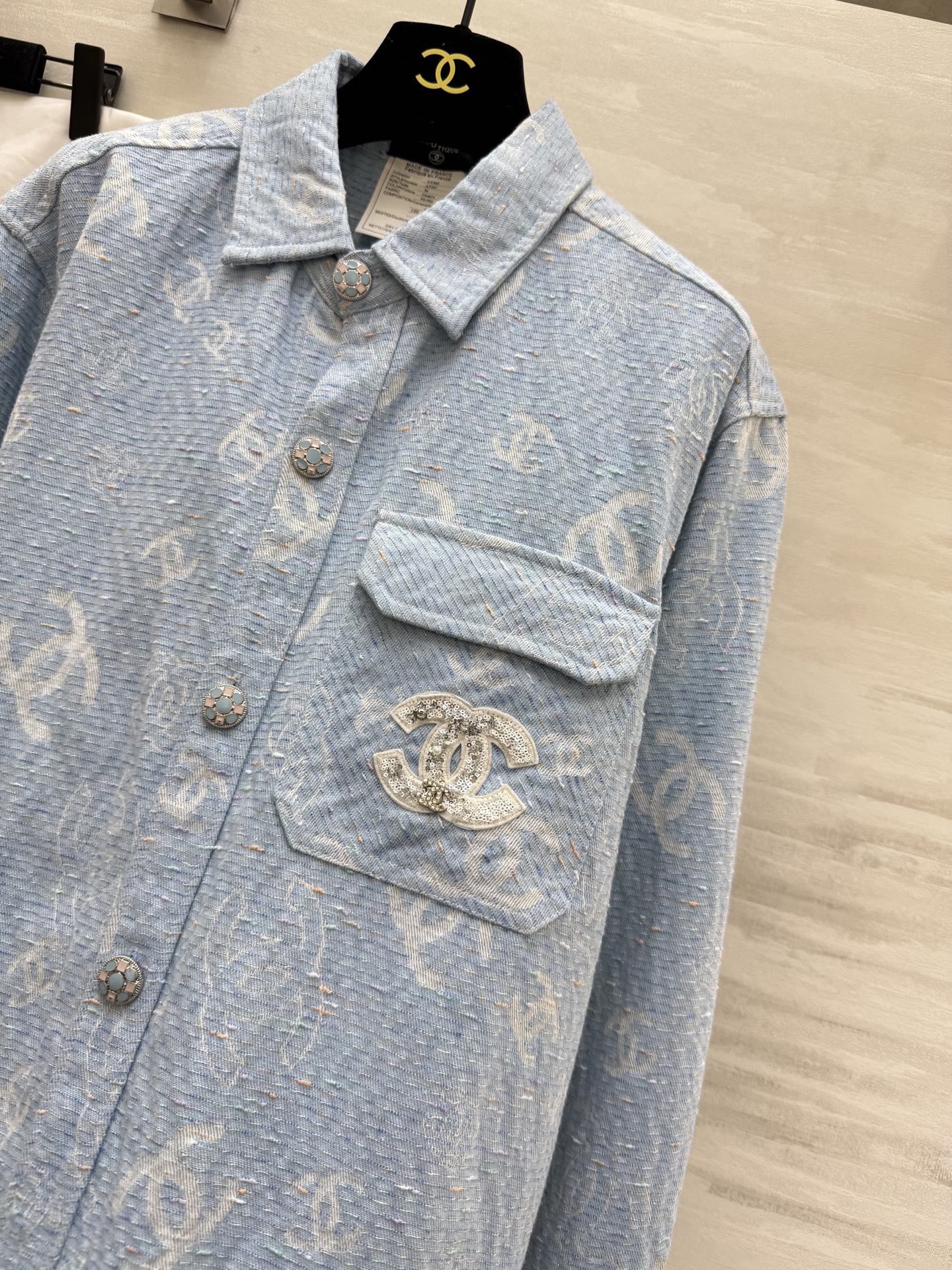 #Chane♡新款 牛仔衬衣 高品质定制 现货首发size：36/38/40（36码肩宽：45，胸围：1