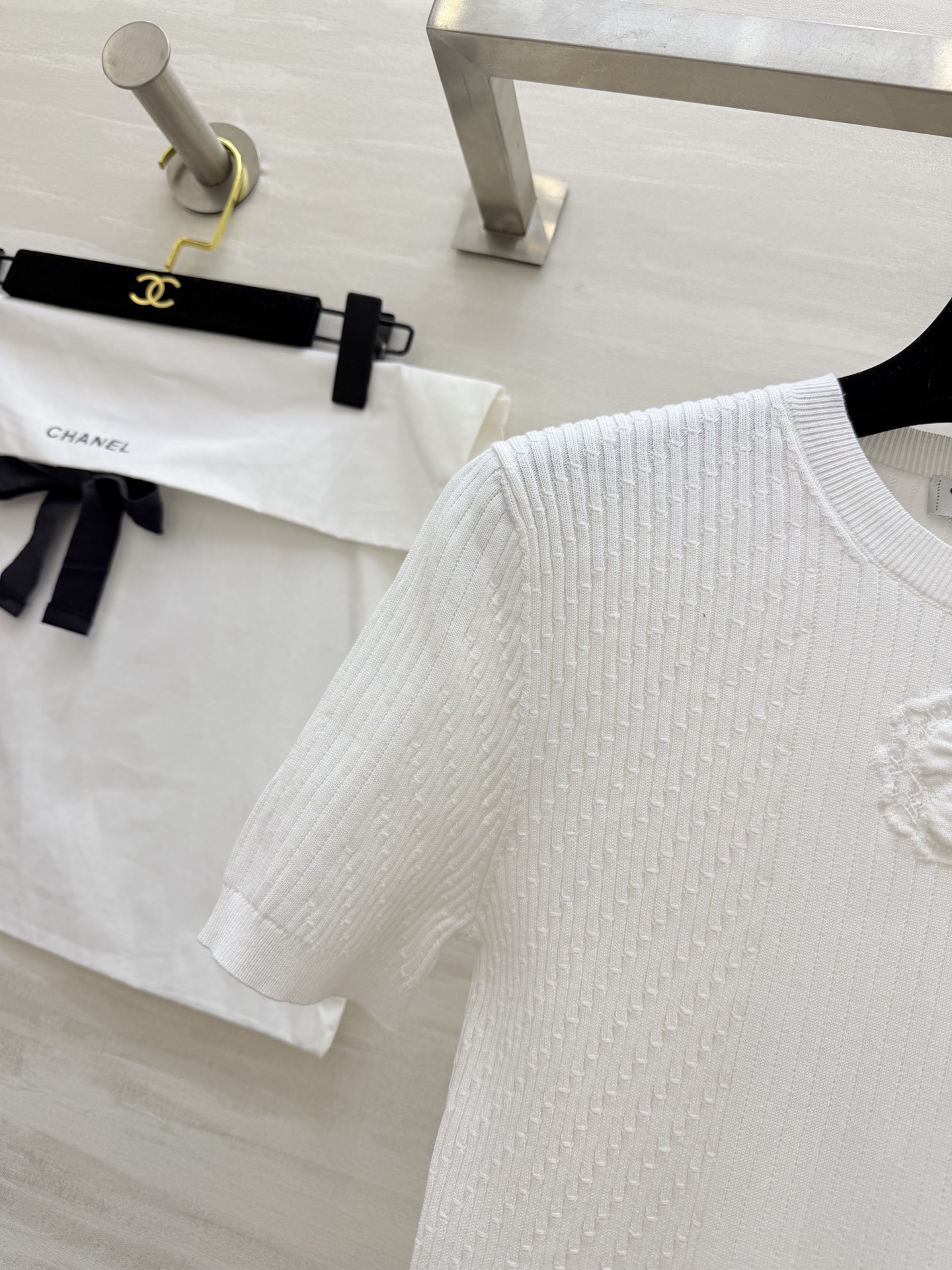 #Chane♡²⁶C 立体山茶花针织短袖上衣 原版开发 高品质定制 现货首发size：36/38/40（