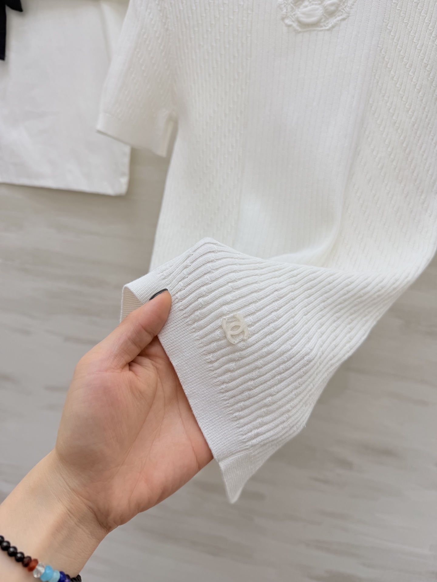 #Chane♡²⁶C 立体山茶花针织短袖上衣 原版开发 高品质定制 现货首发size：36/38/40（