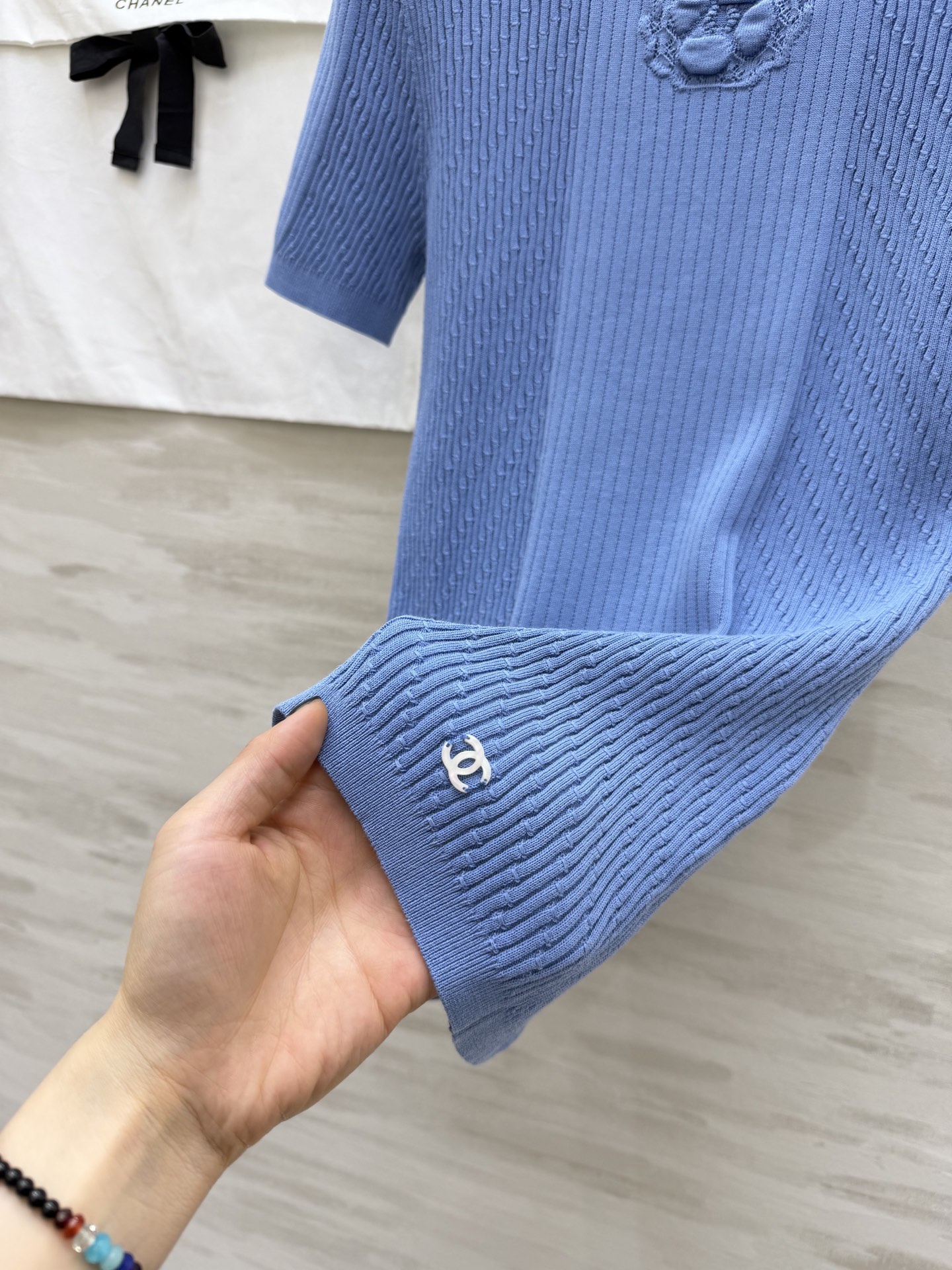 #Chane♡²⁶C 立体山茶花针织短袖上衣 原版开发 高品质定制 现货首发size：36/38/40（