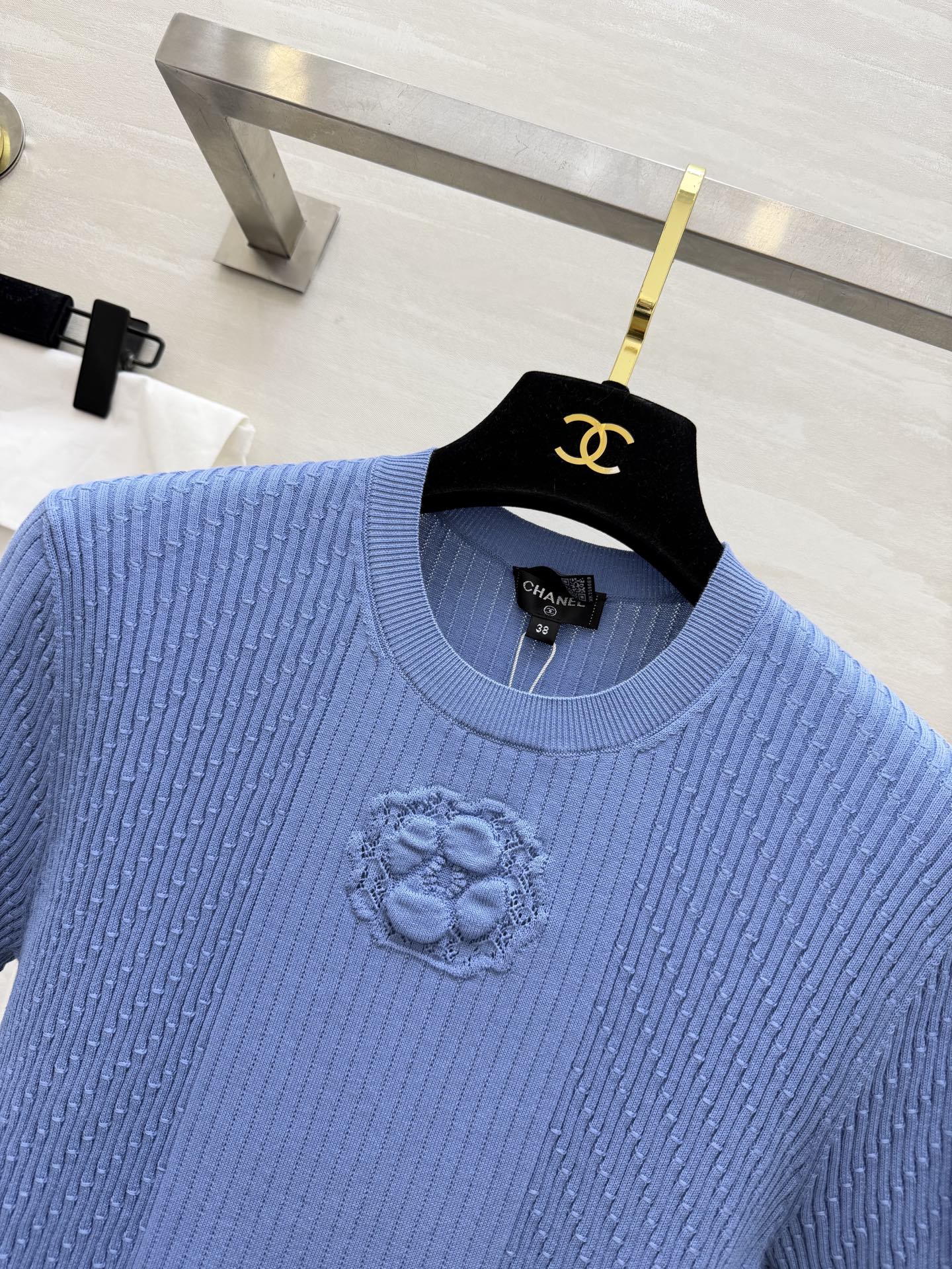 #Chane♡²⁶C 立体山茶花针织短袖上衣 原版开发 高品质定制 现货首发size：36/38/40（