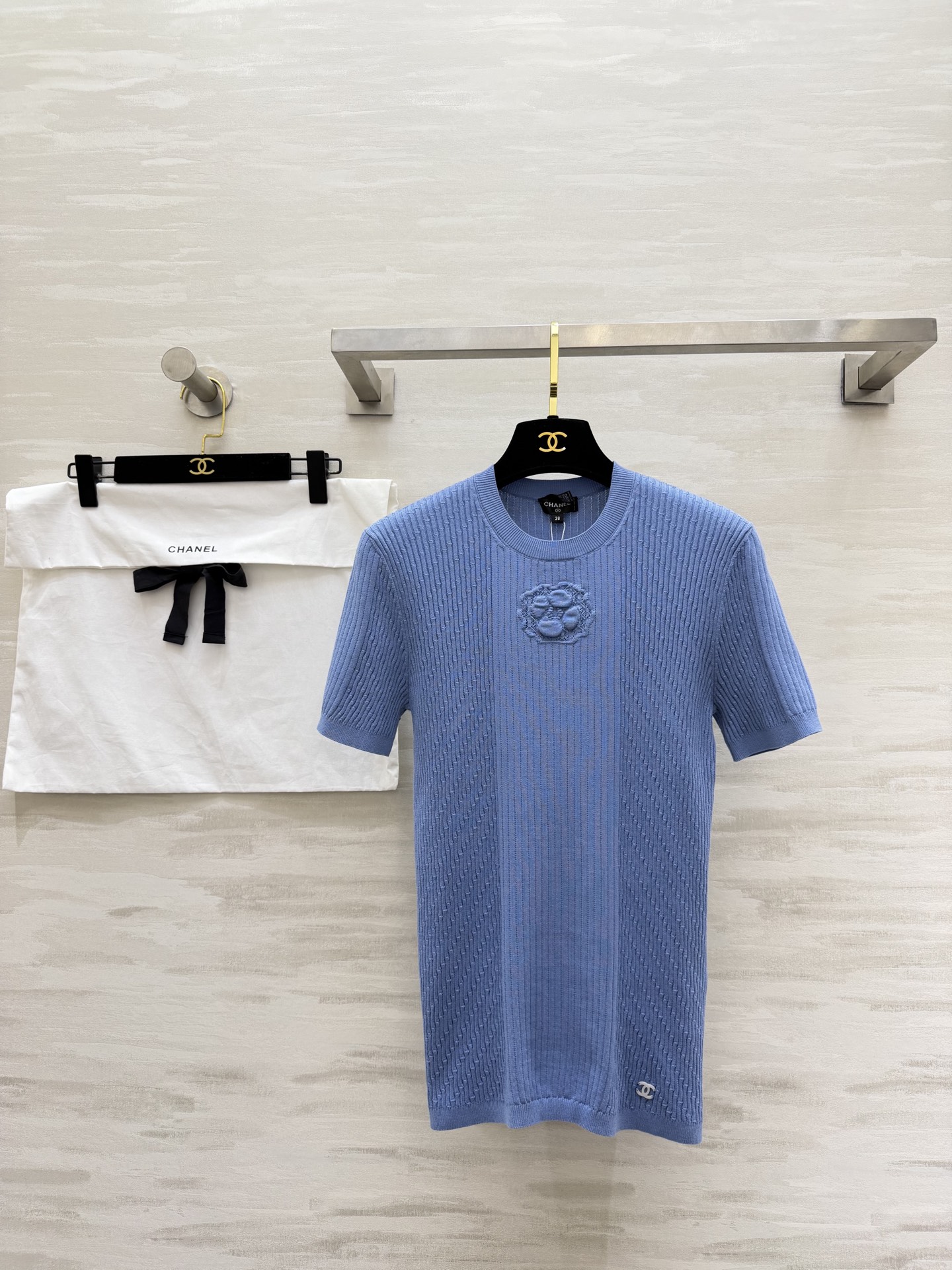 #Chane♡²⁶C 立体山茶花针织短袖上衣 原版开发 高品质定制 现货首发size：36/38/40（