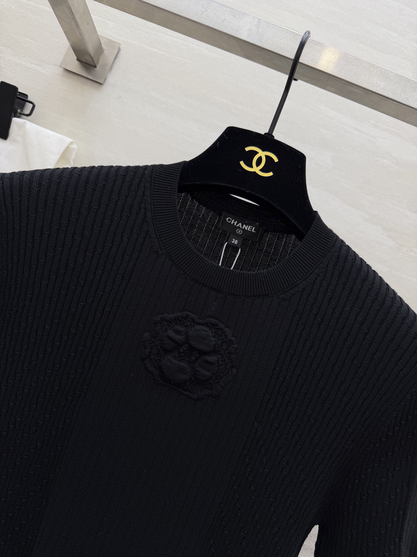 #Chane♡²⁶C 立体山茶花针织短袖上衣 原版开发 高品质定制 现货首发size：36/38/40（