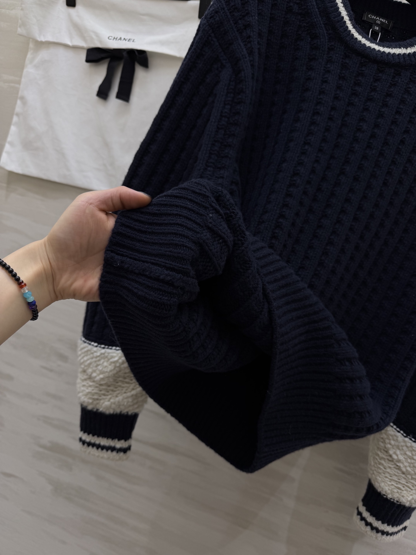 #Chane♡滑雪系列 圆领套头长袖毛衣 王一博同款 原版开发 高品质定制 现货供应size：36/38