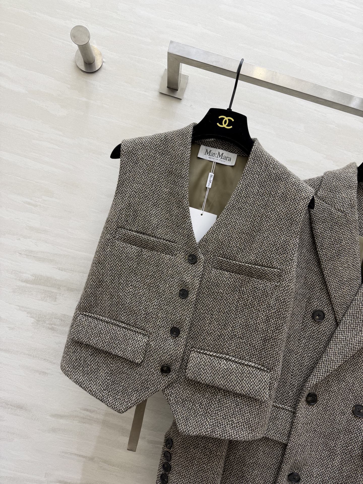 #Maxmar♡²⁶新款 羊毛混纺两件套大衣 马甲➕西装式翻领大衣 摩登时髦 飒爽帅气！高品质定制 现货