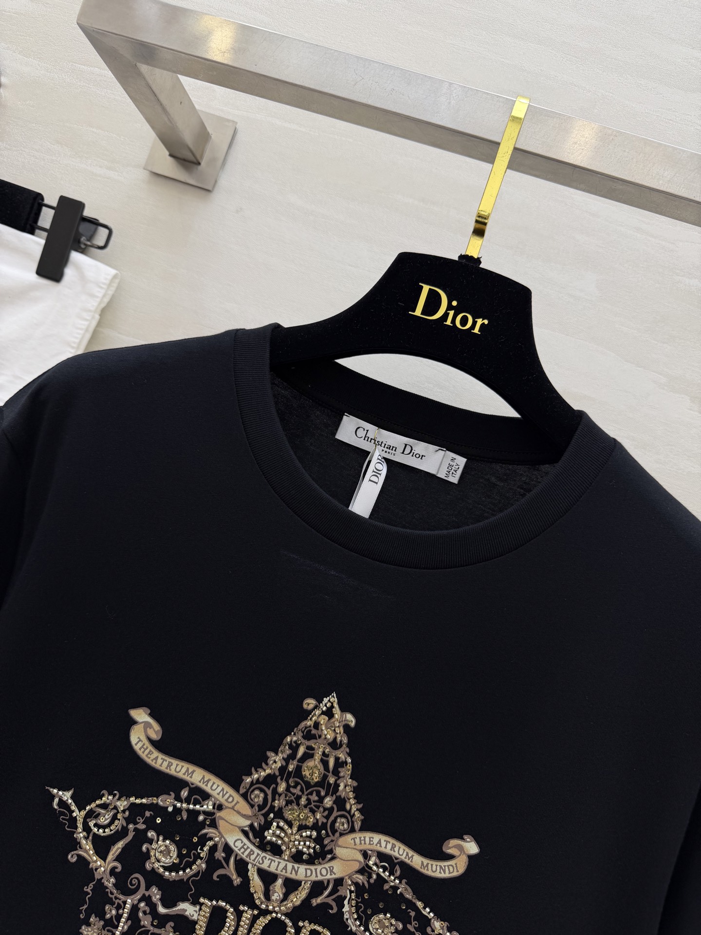 #Dio♡²⁶春夏新款 重工刺绣🪡印花T恤 胸前金色徽章图案超有辨识度 融合品牌标志和巴洛克元素 奢华感